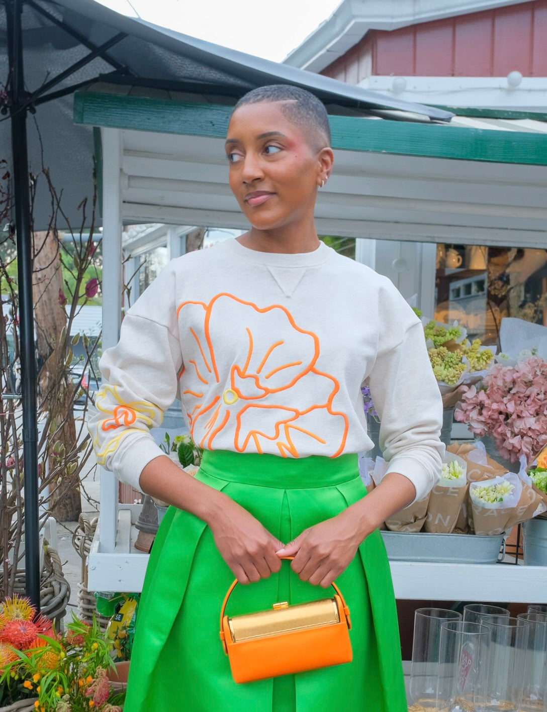 MIRA MIKATI | EMBROIDERED FLOWER SWEATSHIRT | WOMEN'S LUXURY DESIGNER CLOTHING, SHOES, HANDBAGS & JEWELRY | CAPITOL CHARLOTTE, NC & BRENTWOOD, CA