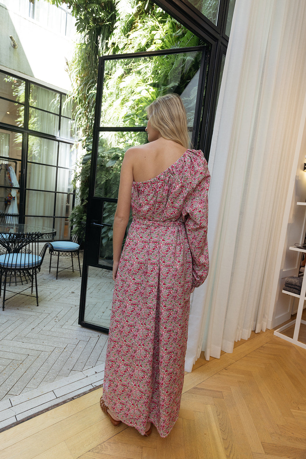 NACKIYE | ONE SHOULDER LIBERTY FLORAL ANTIPAROS MAXI DRESS | WOMEN'S LUXURY DESIGNER CLOTHING, JEWELRY & ACCESSORIES | CAPITOL CHARLOTTE, NC & BRENTWOOD, CA