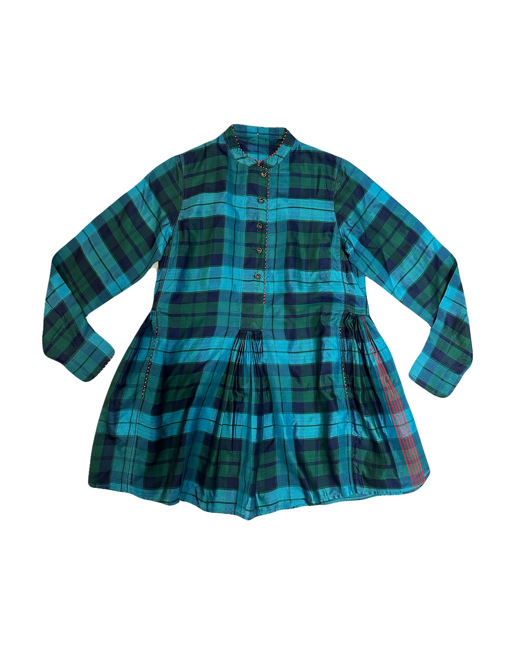 PERO | LONG SLEEVE SILK PLAID BUTTON DOWN SHIRT