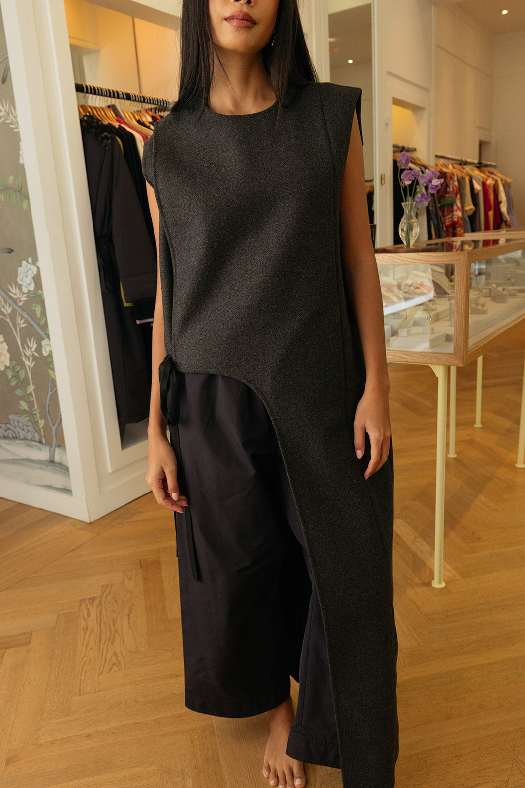 PLAN C | ASYMMETRIC LONG VEST | WOMEN'S LUXURY DESIGNER CLOTHING, SHOES, HANDBAGS & JEWELRY | CAPITOL CHARLOTTE, NC & BRENTWOOD, CA