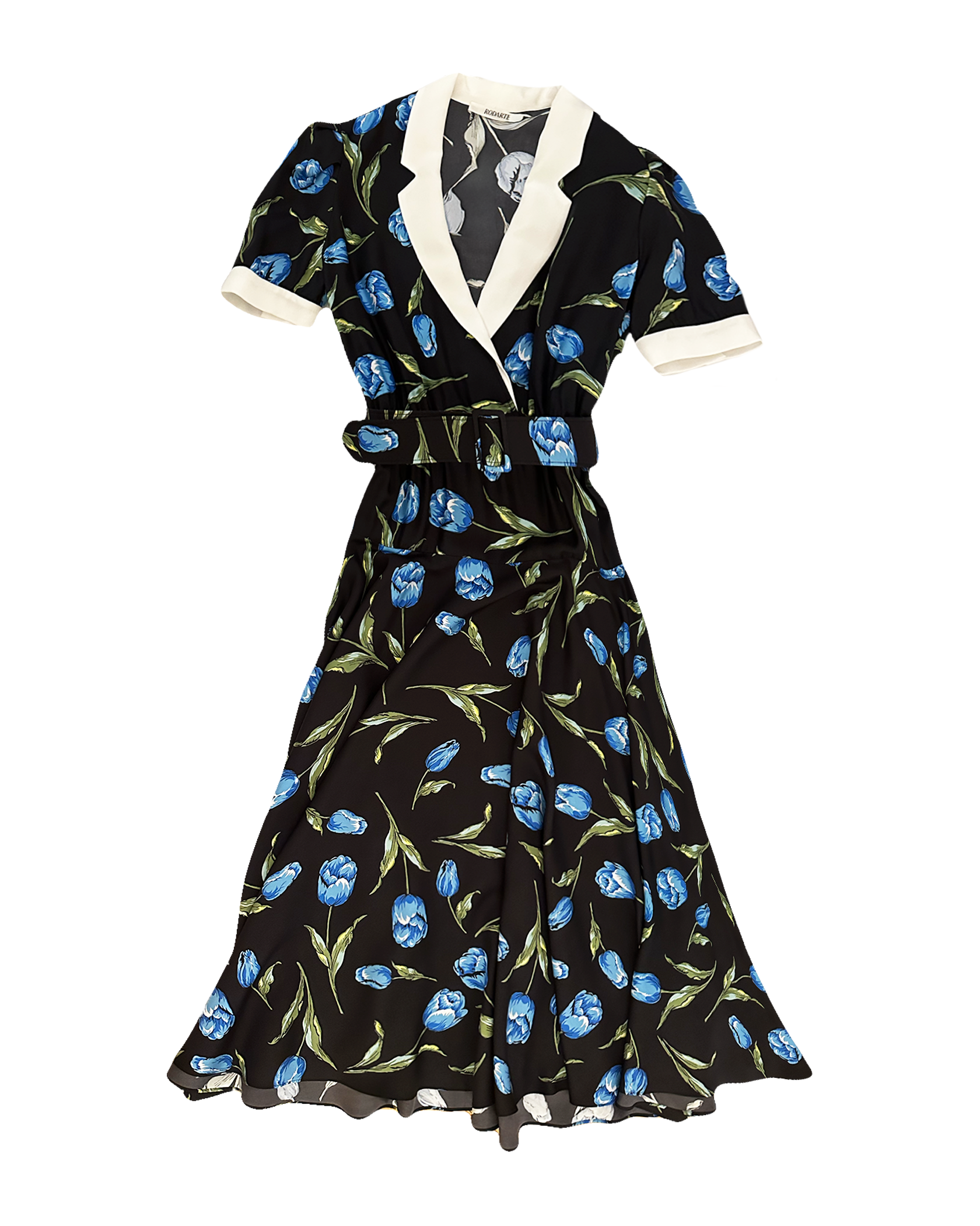 RODARTE | PRINTED SILK TWILL MIDI DRESS