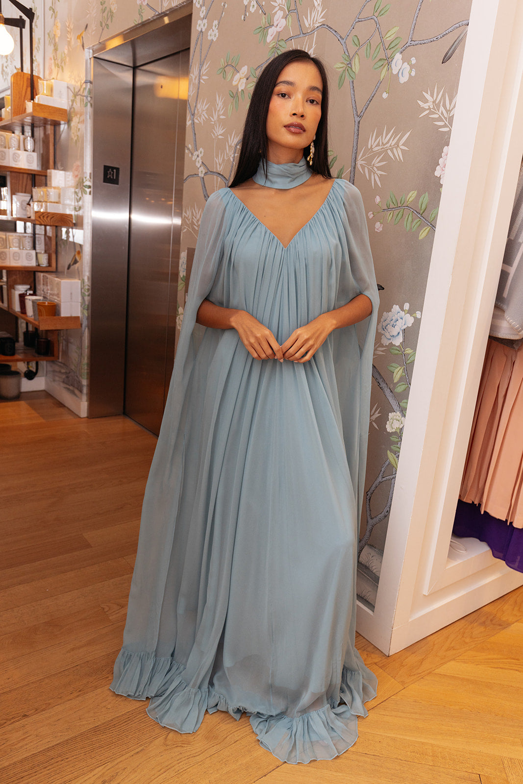 RODARTE | SILK CHIFFON CAPE GOWN | WOMEN'S LUXURY DESIGNER CLOTHING, SHOES, HANDBAGS & JEWELRY | CAPITOL CHARLOTTE, NC & BRENTWOOD, CA