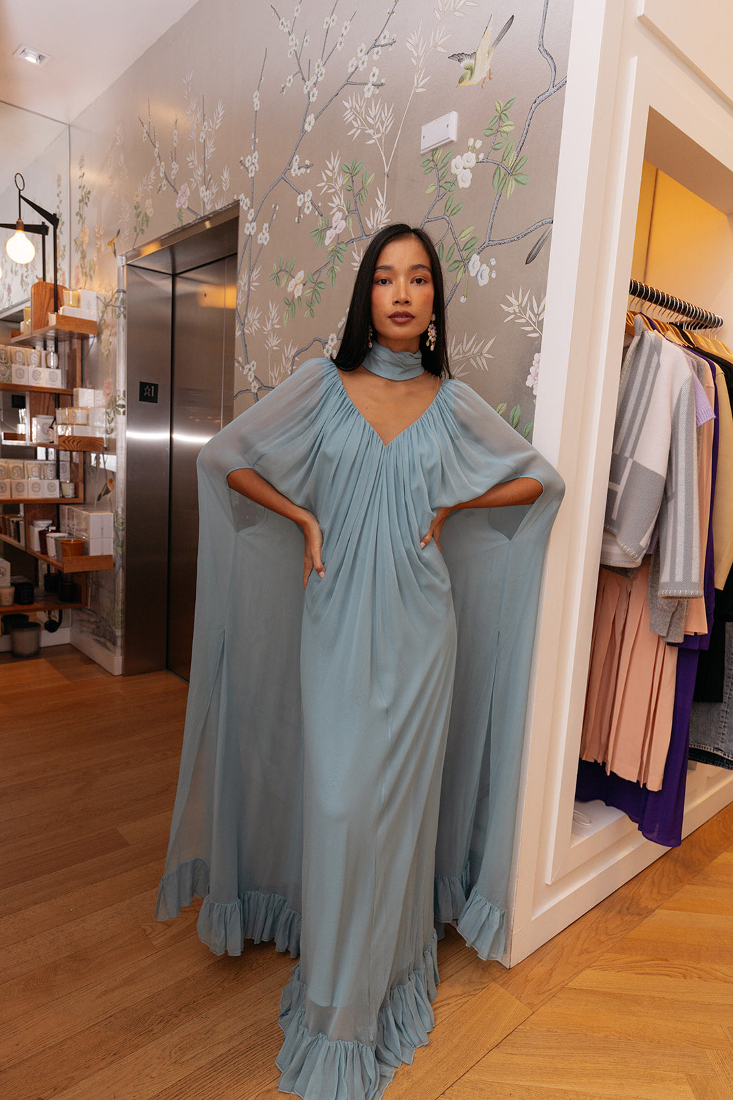RODARTE | SILK CHIFFON CAPE GOWN | WOMEN'S LUXURY DESIGNER CLOTHING, SHOES, HANDBAGS & JEWELRY | CAPITOL CHARLOTTE, NC & BRENTWOOD, CA