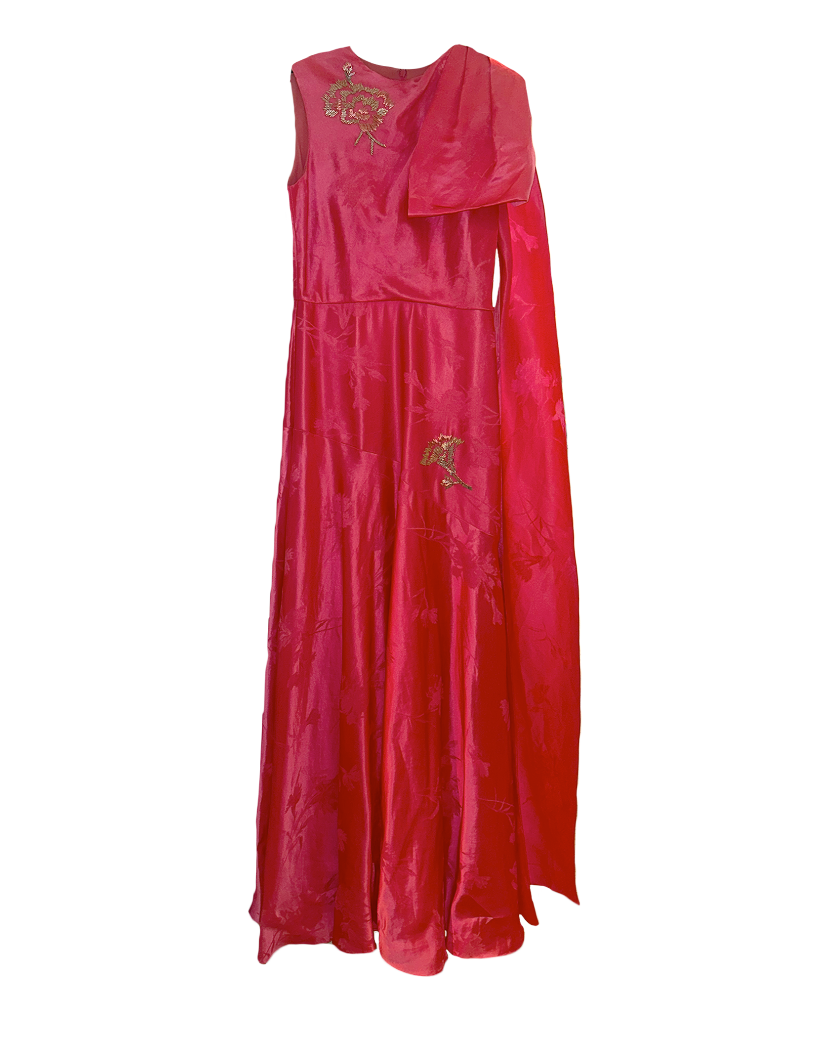 ERDEM | SLEEVELESS SILK ASYMMETRICAL DRAPED GOWN