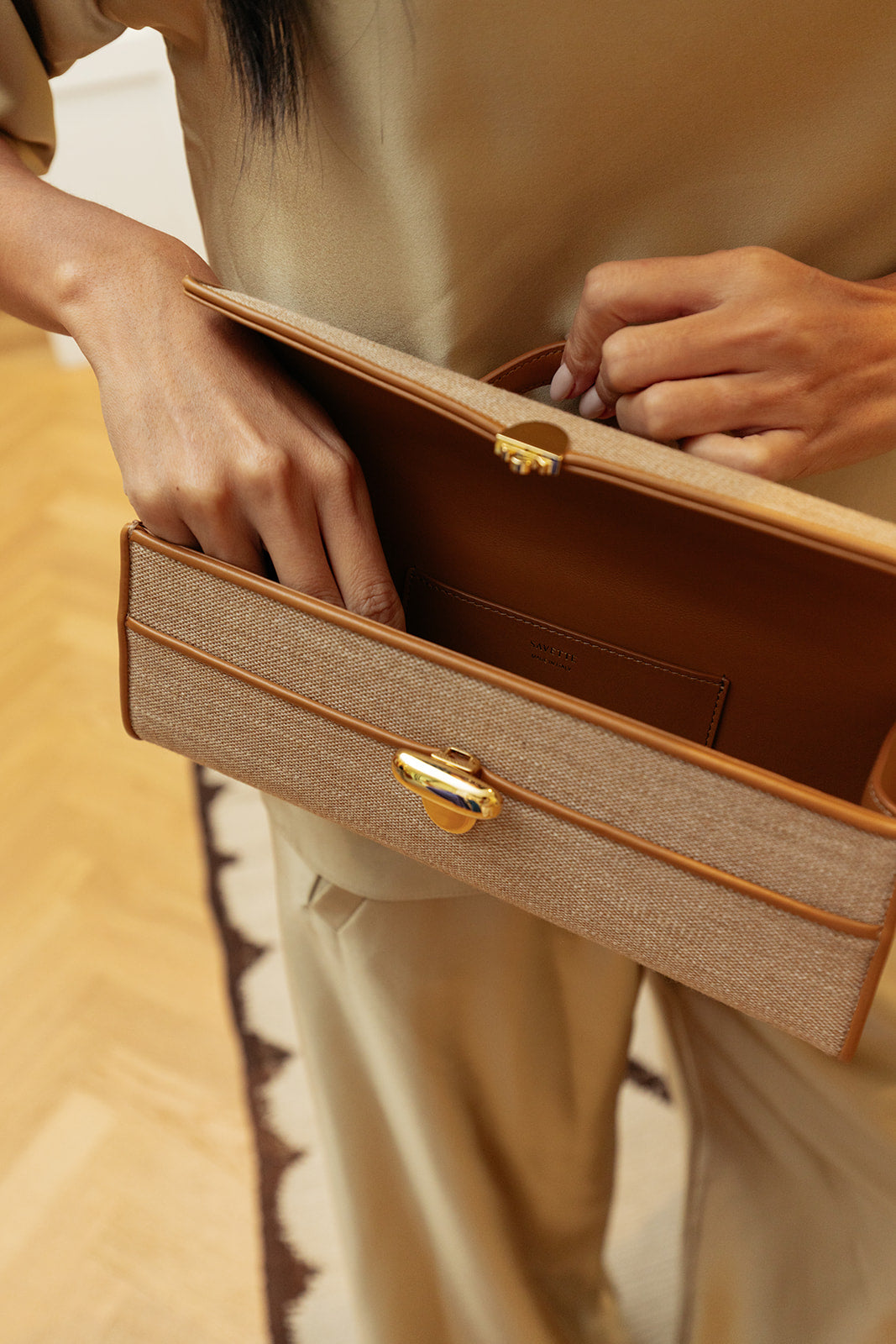 SAVETTE | RUSTIC CANVAS SLIM SYMMETRY POCHETTE | WOMEN'S LUXURY DESIGNER CLOTHING, SHOES, HANDBAGS & JEWELRY | CAPITOL CHARLOTTE, NC & BRENTWOOD, CA