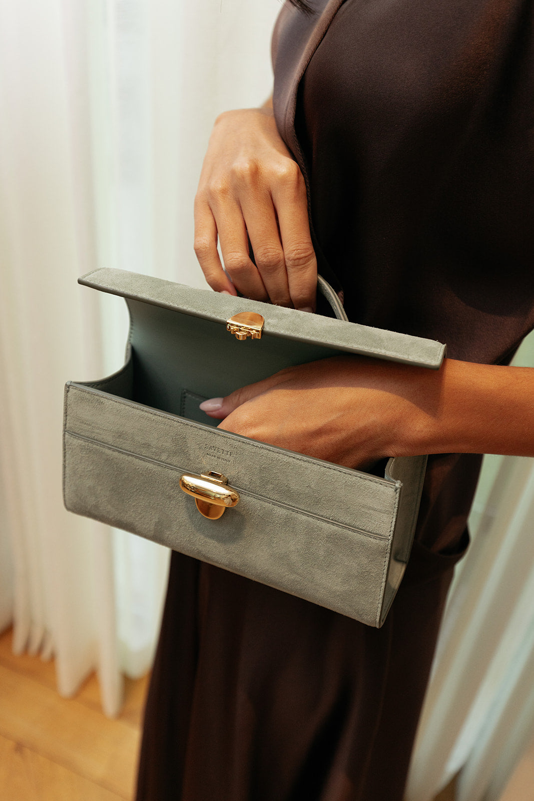 SAVETTE | SUEDE SYMMETRY POCHETE | WOMEN'S LUXURY DESIGNER CLOTHING, SHOES, HANDBAGS & JEWELRY | CAPITOL CHARLOTTE, NC & BRENTWOOD, CA