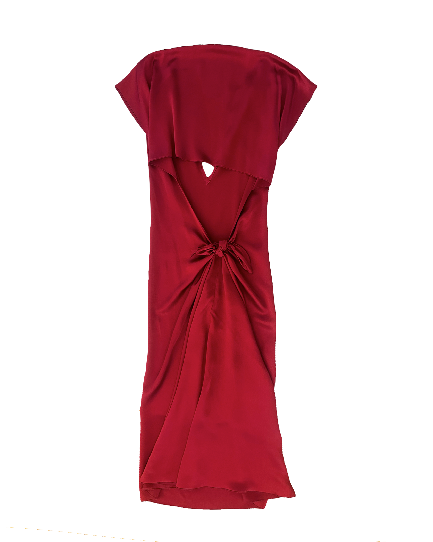 STEPHAN JANSON | CREPE SATIN SHORT SLEEVE TIE BACK DRESS