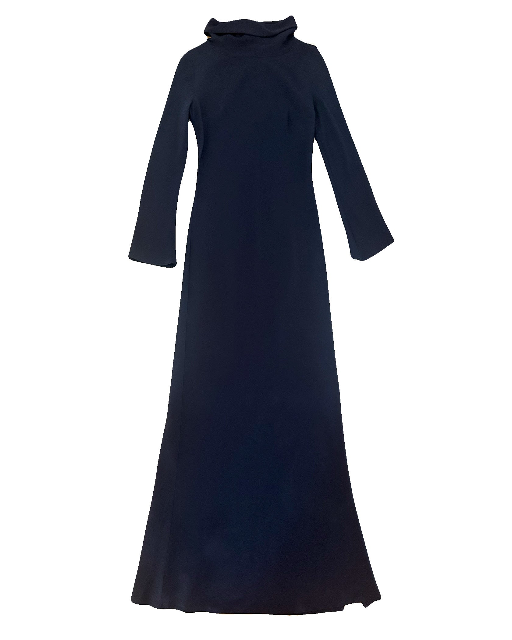 STEPHAN JANSON | LONG SLEEVE DRAPED NECK SILK MAXI DRESS