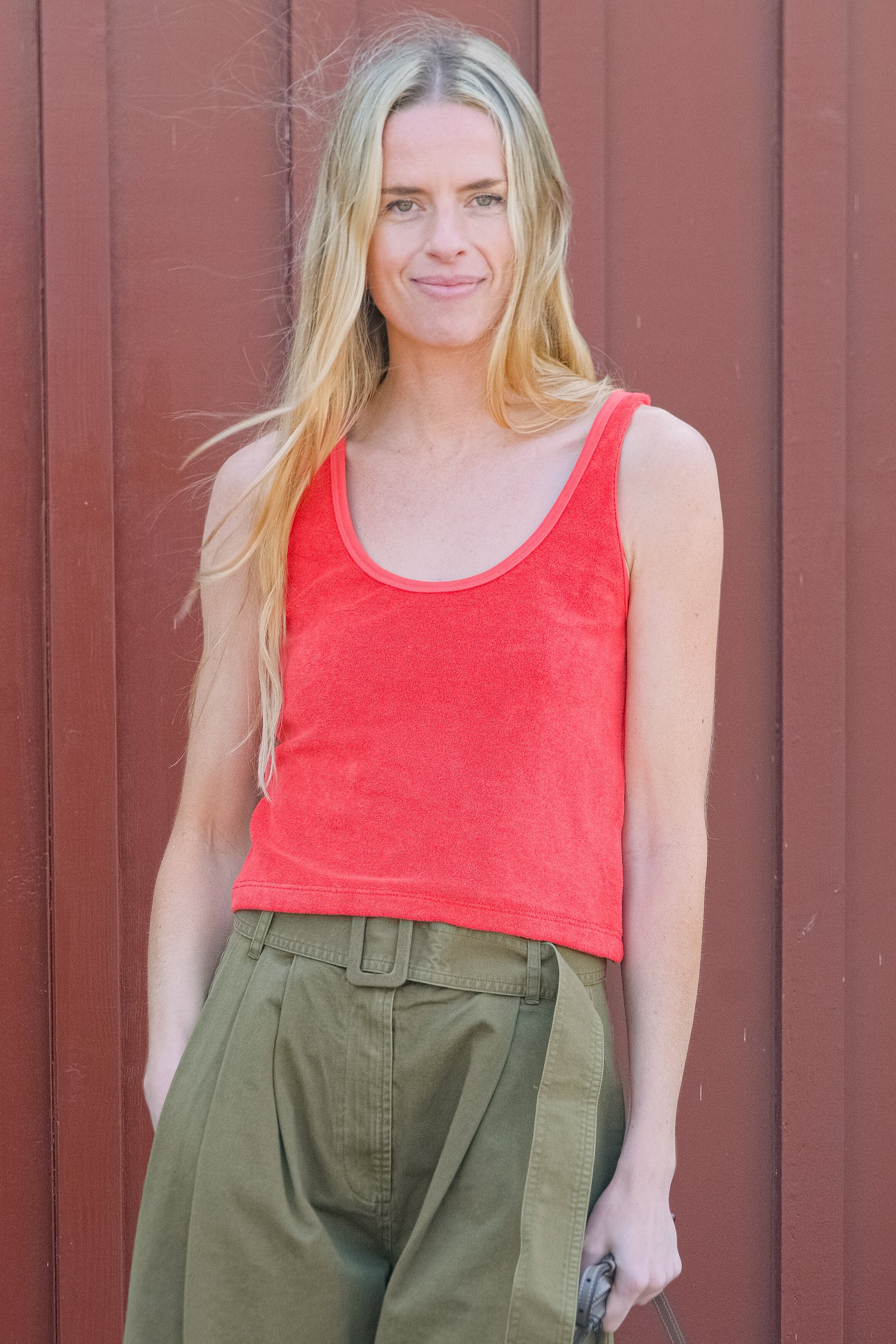 Framboise cotton-blend terry racerback tank from Suzie Kondi with a slim cropped silhouette and scoop neckline. Available in Brentwood, CA and Charlotte, NC.