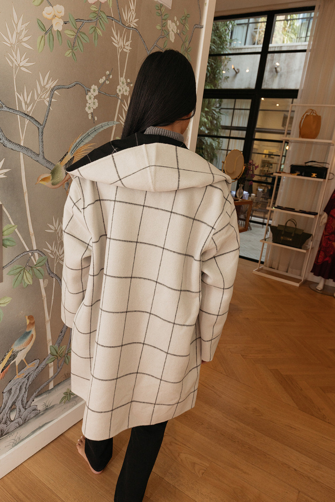 TOTEME | WINDOWPANE HOODIE COAT | WOMEN'S LUXURY DESIGNER CLOTHING, SHOES, HANDBAGS & JEWELRY | CAPITOL CHARLOTTE, NC & BRENTWOOD, CA