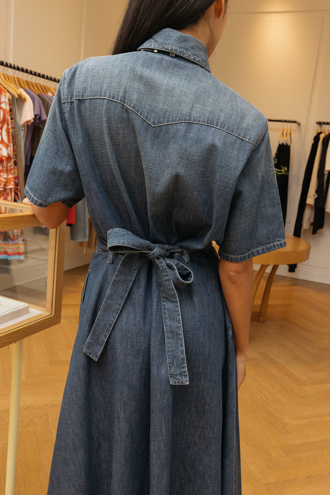 VALENTINO | DENIM MIDI DRESS | WOMEN'S LUXURY DESIGNER CLOTHING, SHOES, HANDBAGS & JEWELRY | CAPITOL CHARLOTTE, NC & BRENTWOOD, CA
