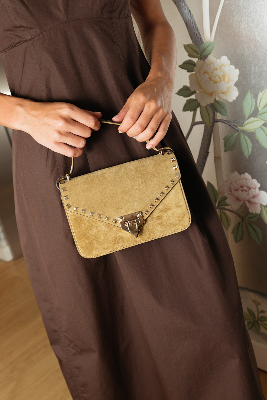 VALENTINO | SUEDE SMALL ROCKSTUD SHOULDER BAG | WOMEN'S LUXURY DESIGNER CLOTHING, SHOES, HANDBAGS & JEWELRY | CAPITOL CHARLOTTE, NC & BRENTWOOD, CA