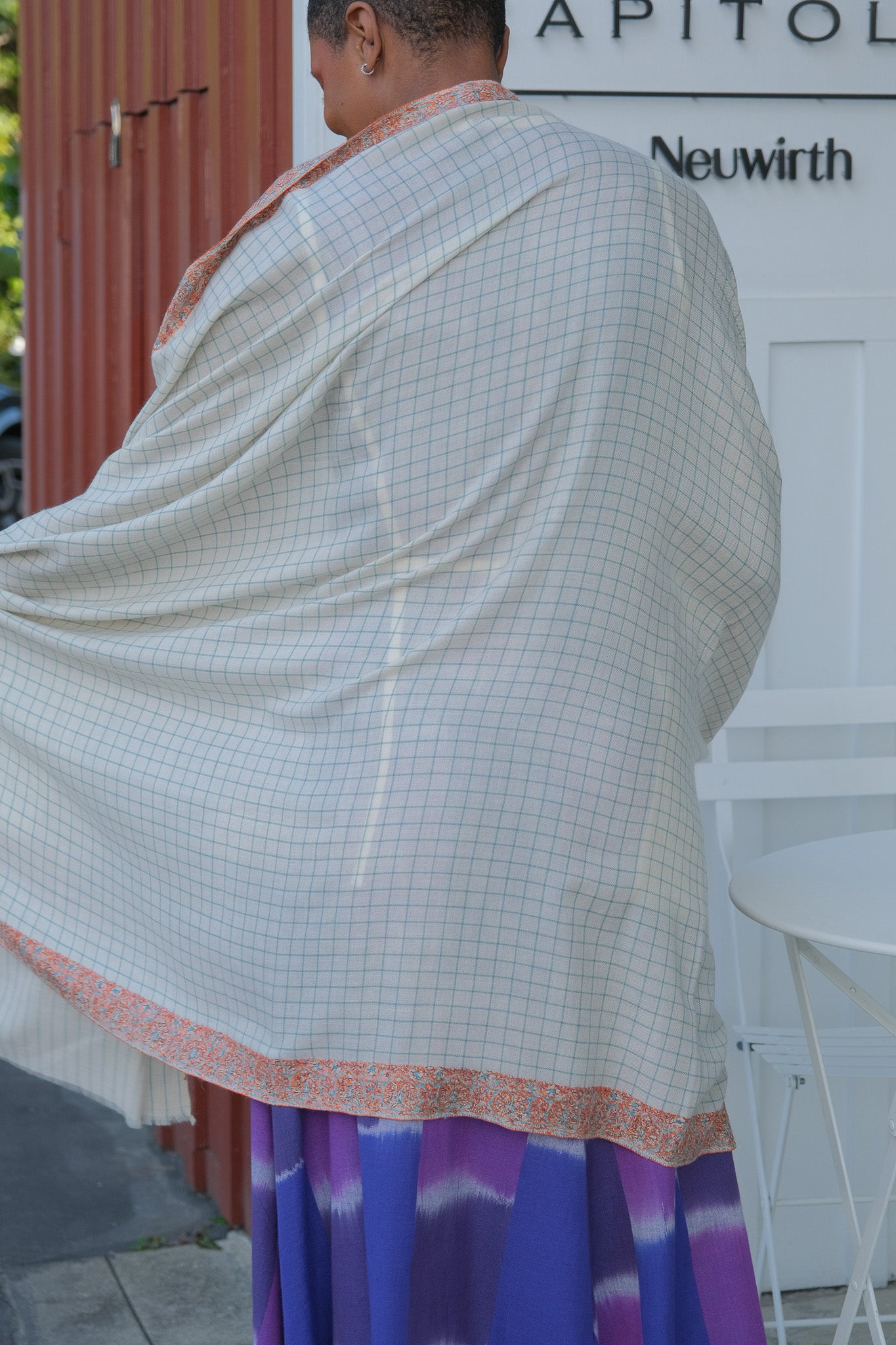YASER | CHECK INTRICATE BORDER SHAWL