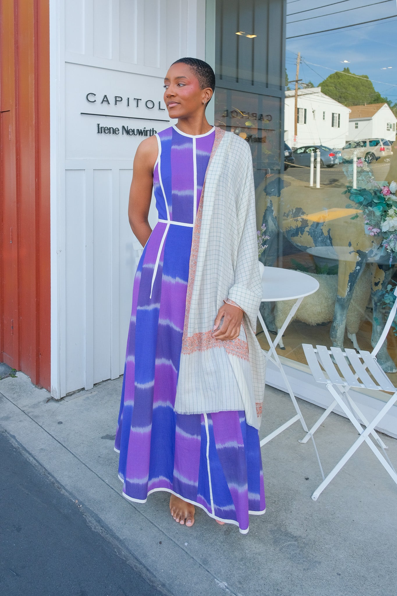 YASER SHAW | CHECK INTRICATE BORDER SHAWL | WOMEN'S LUXURY DESIGNER CLOTHING, SHOES, HANDBAGS & JEWELRY | CAPITOL CHARLOTTE, NC & BRENTWOOD, CA
