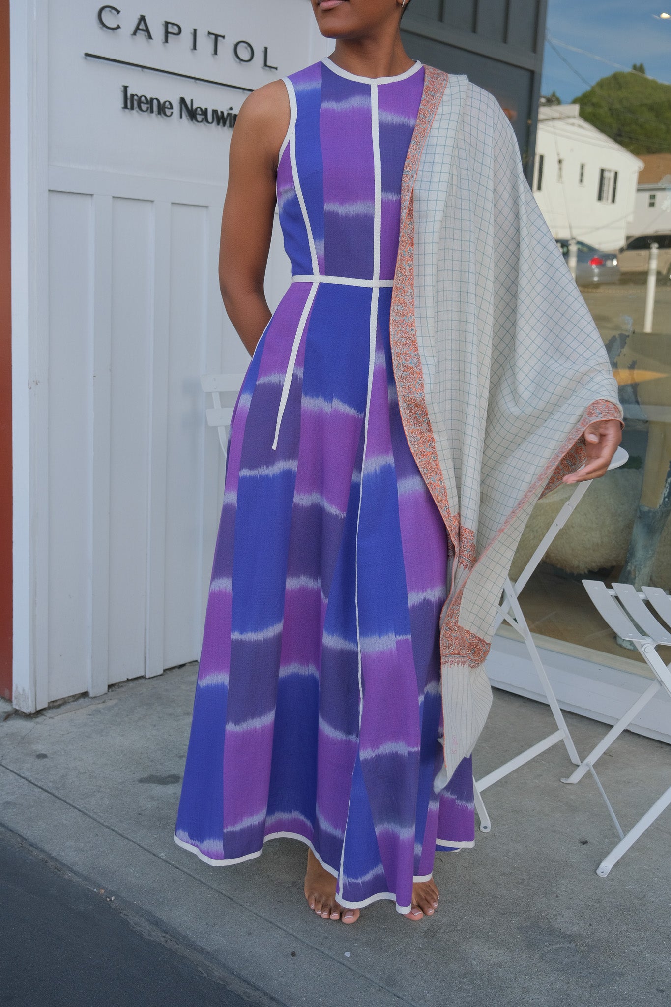 YASER | CHECK INTRICATE BORDER SHAWL