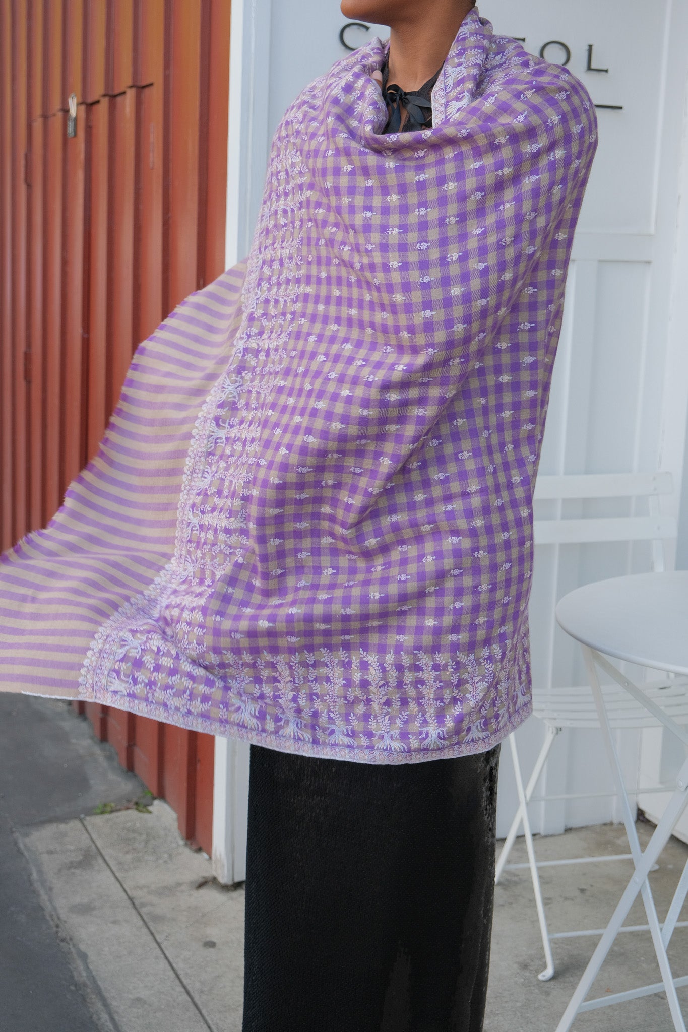 YASER | PLAID INTRICATE VINE SHAWL