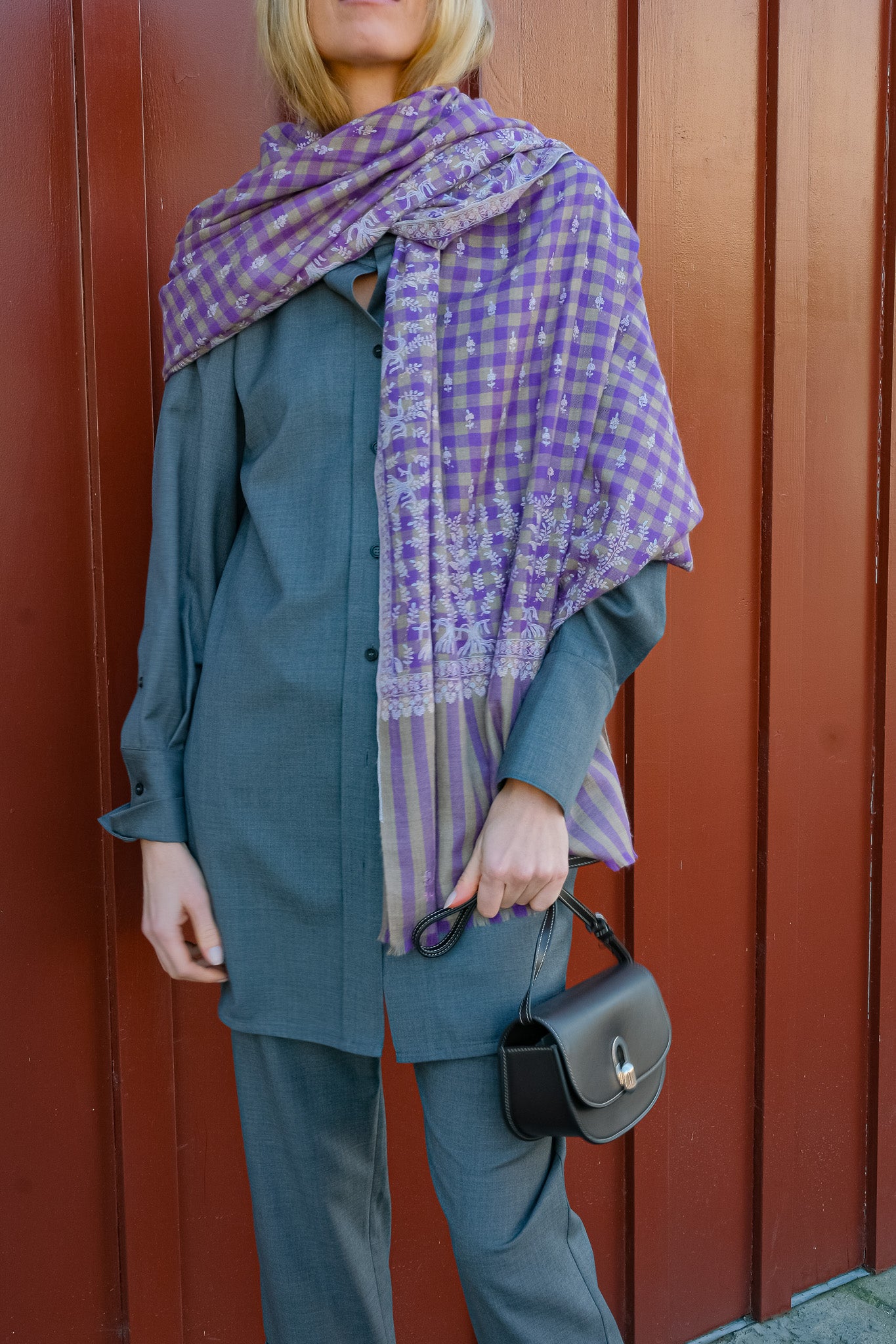 YASER SHAW | PLAID INTRICATE VINE SHAWL | WOMEN'S LUXURY DESIGNER CLOTHING, SHOES, HANDBAGS & JEWELRY | CAPITOL CHARLOTTE, NC & BRENTWOOD, CA