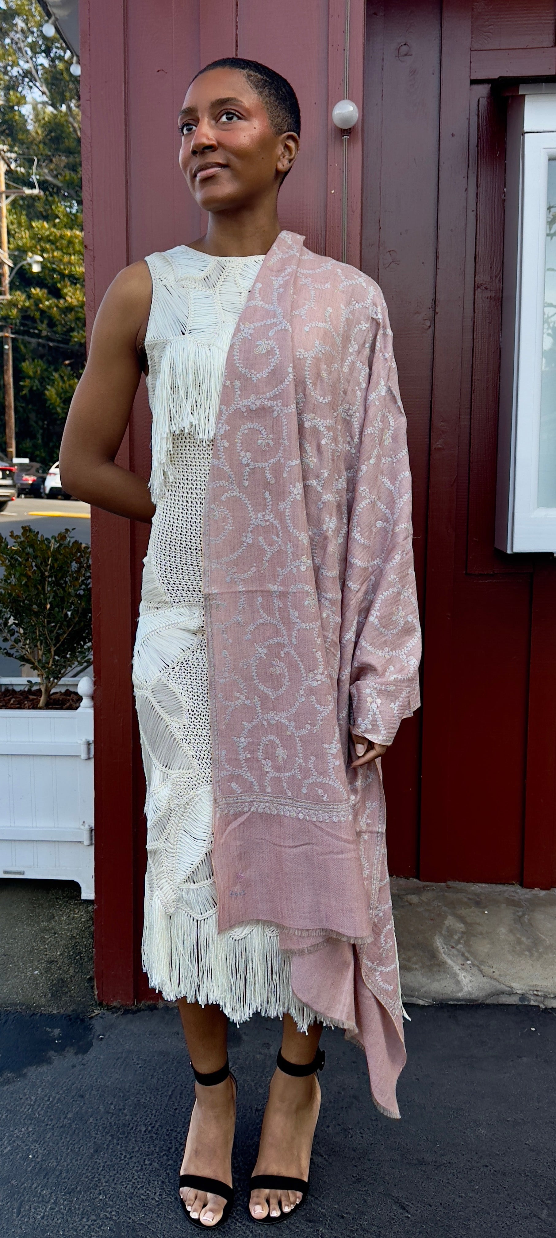 YASER | PALE PINK SWIRL SHAWL