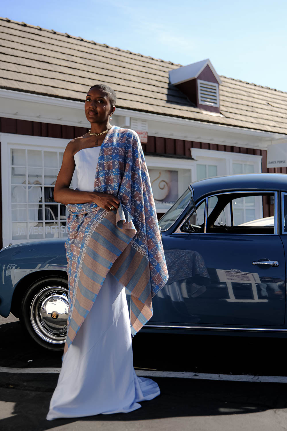 YASER | CHECK LONG VINE SHAWL