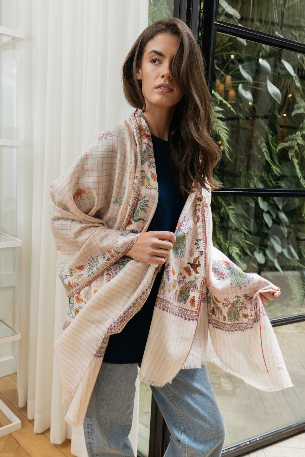 YASER | CHECK PEACOCK SHAWL