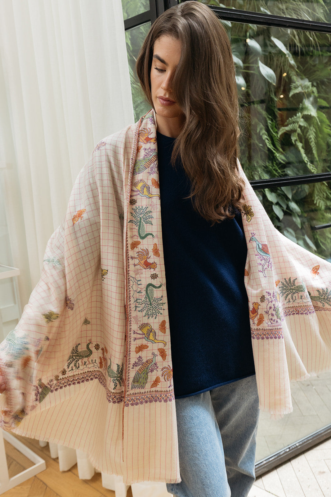 YASER | CHECK PEACOCK SHAWL