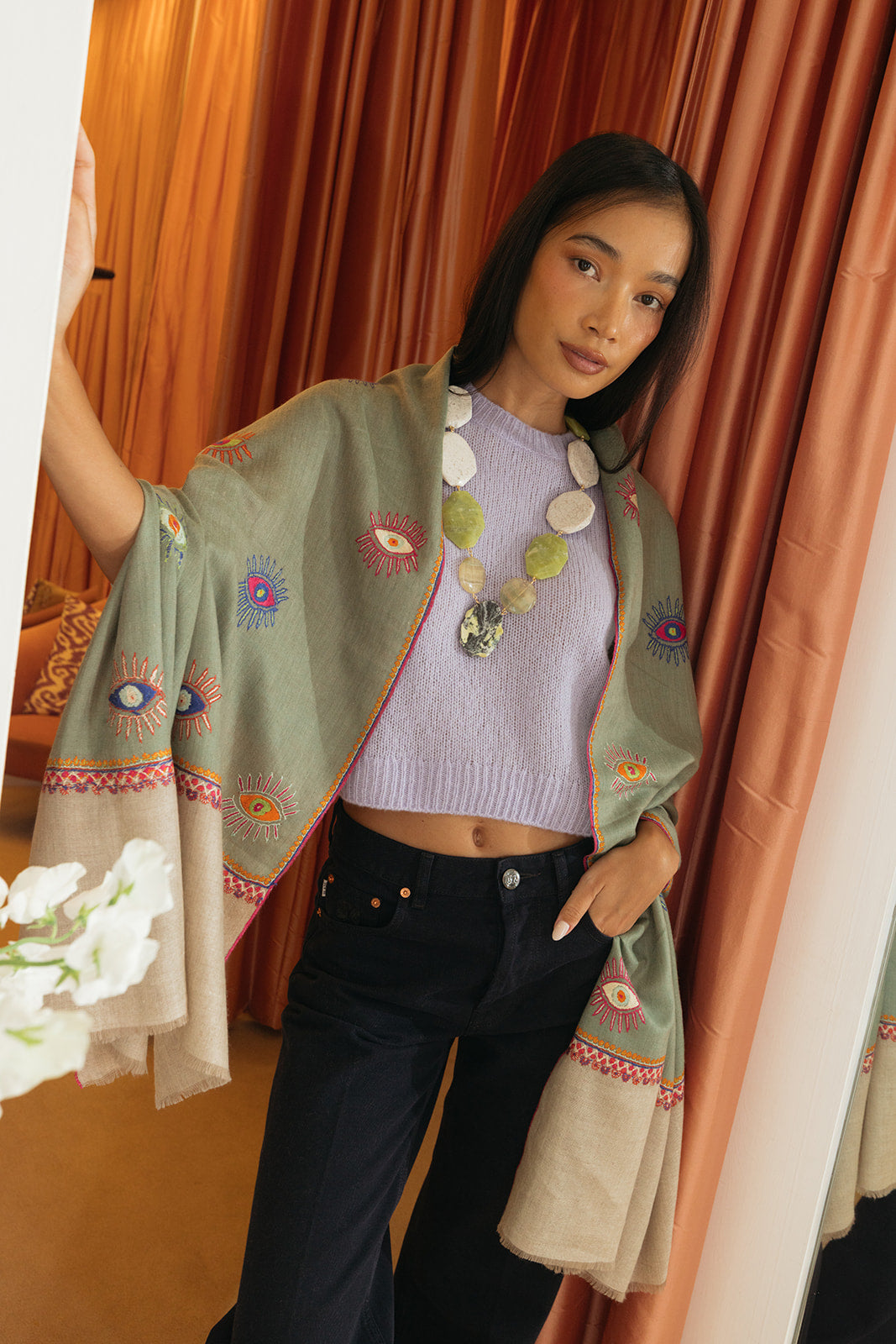 YASER | EYE SHAWL 2 | WOMEN'S LUXURY DESIGNER CLOTHING, SHOES, HANDBAGS & JEWELRY | CAPITOL CHARLOTTE, NC & BRENTWOOD, CA