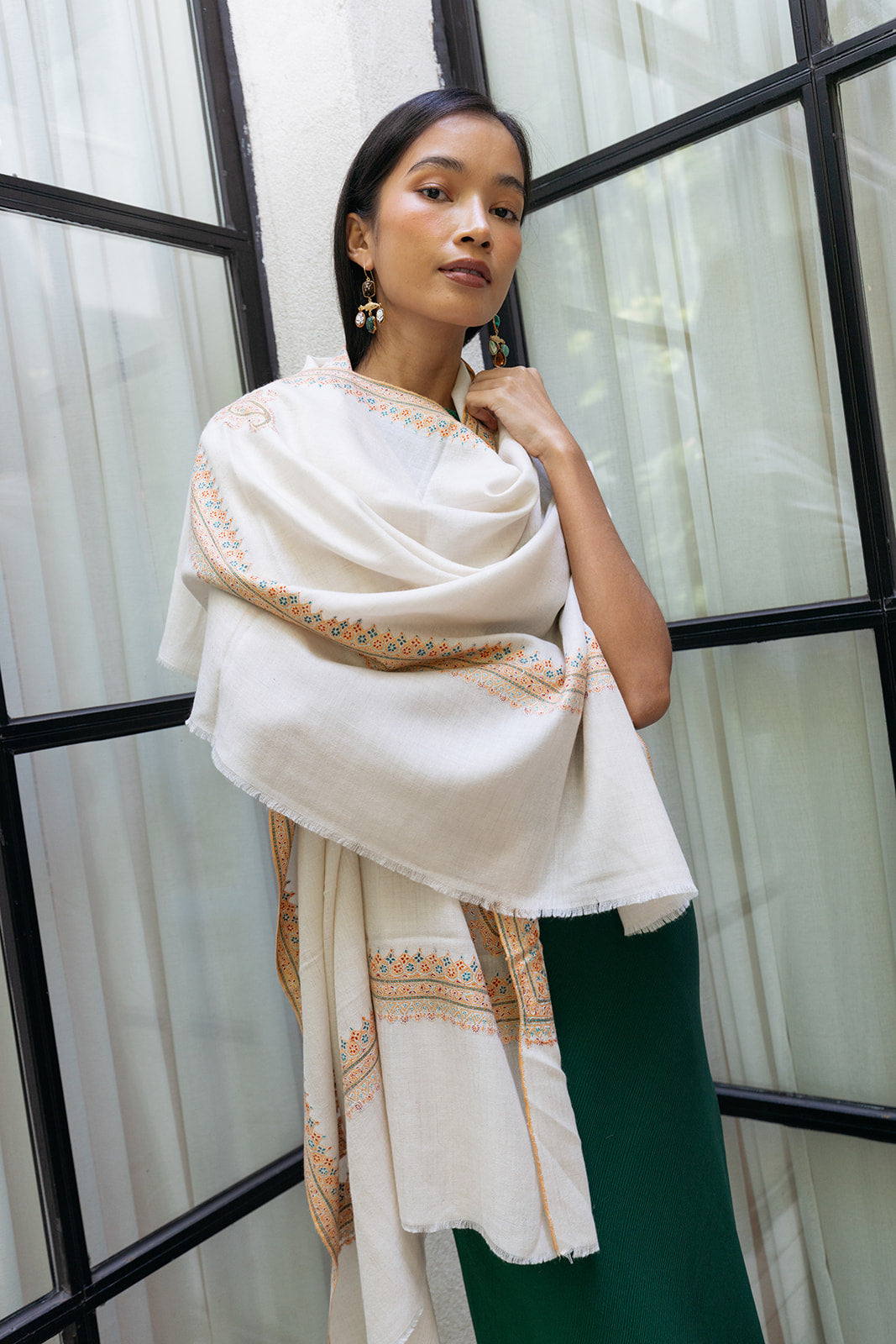 YASER | MINI FLOWER EDGE SHAWL | WOMEN'S LUXURY DESIGNER CLOTHING, SHOES, HANDBAGS & JEWELRY | CAPITOL CHARLOTTE, NC & BRENTWOOD, CA