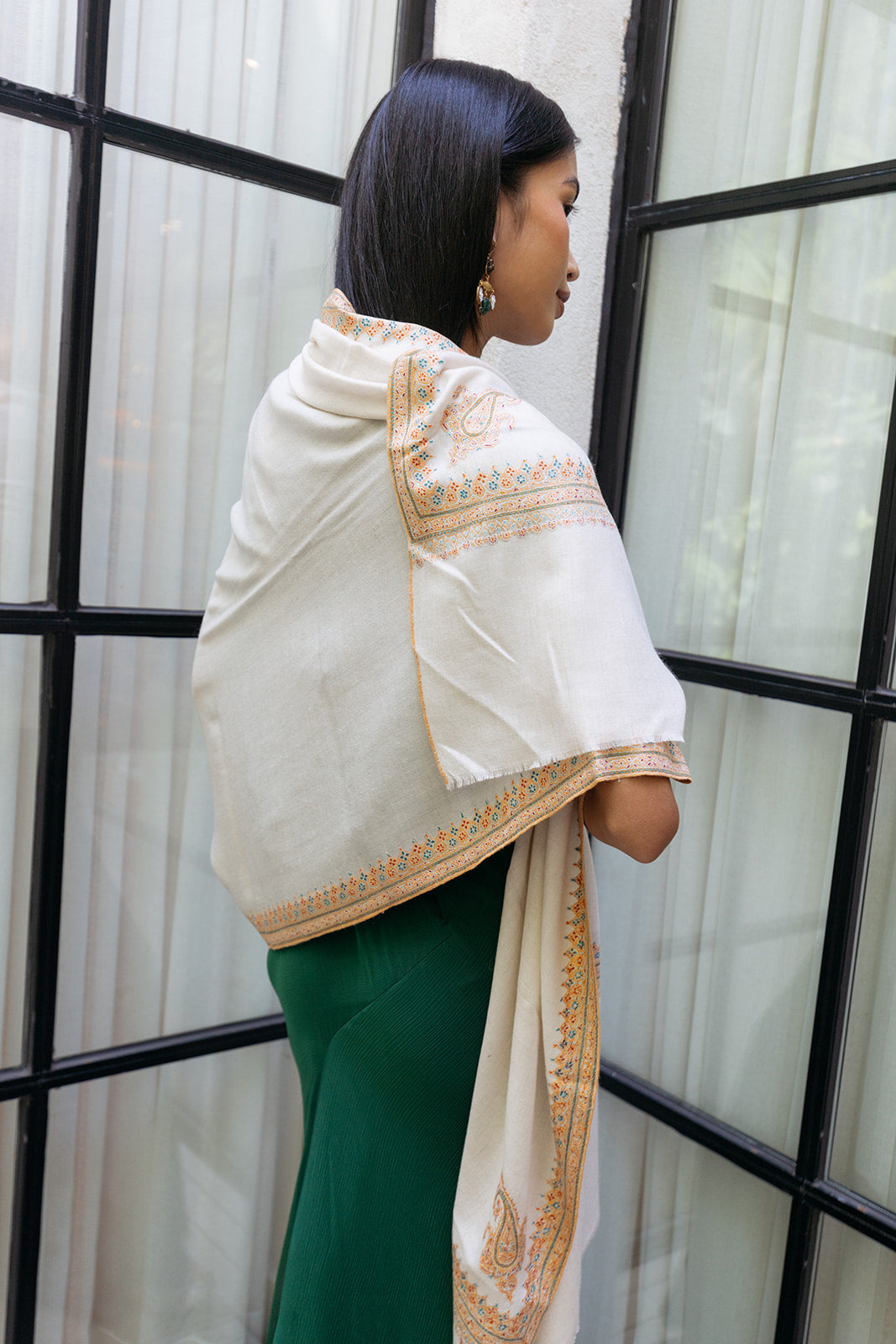 YASER | MINI FLOWER EDGE SHAWL | WOMEN'S LUXURY DESIGNER CLOTHING, SHOES, HANDBAGS & JEWELRY | CAPITOL CHARLOTTE, NC & BRENTWOOD, CA