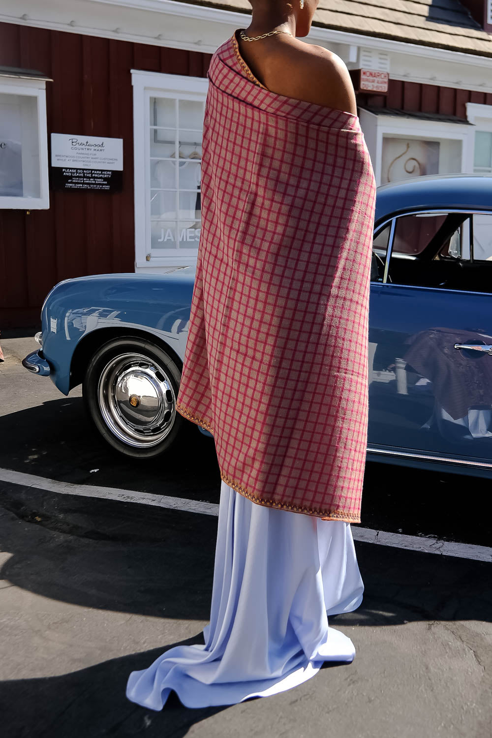 YASER SHAW | PINK PLAID SAFARI SHAWL | WOMEN'S LUXURY DESIGNER CLOTHING, SHOES, HANDBAGS & JEWELRY | CAPITOL CHARLOTTE, NC & BRENTWOOD, CA