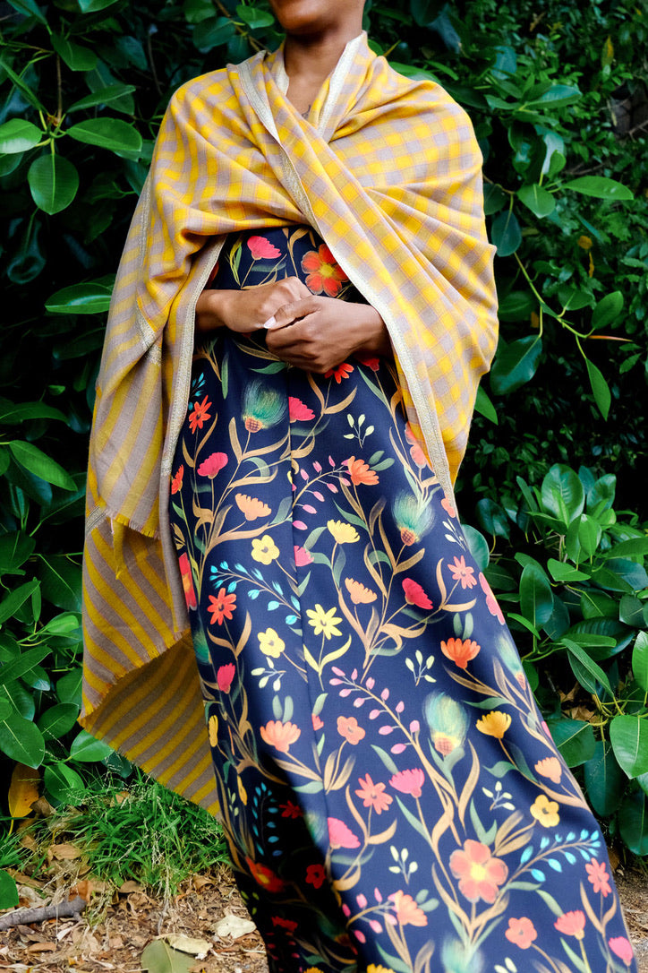 YASER SHAW | PLAID SLIM EDGE SHAWL | WOMEN'S LUXURY DESIGNER CLOTHING, SHOES, HANDBAGS & JEWELRY | CAPITOL CHARLOTTE, NC & BRENTWOOD, CA