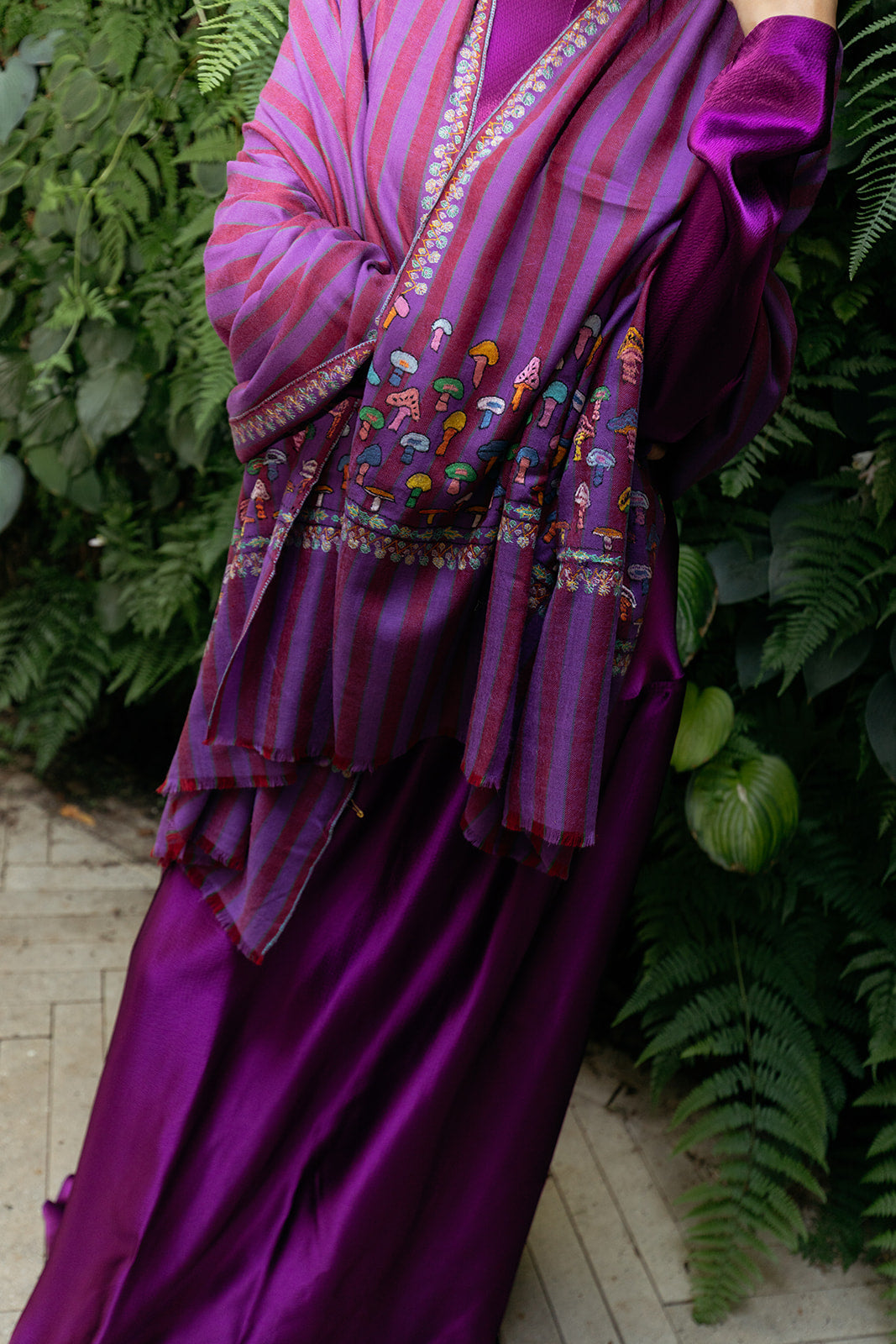 YASER | STRIPE MUSHROOM SHAWL | WOMEN'S LUXURY DESIGNER CLOTHING, SHOES, HANDBAGS & JEWELRY | CAPITOL CHARLOTTE, NC & BRENTWOOD, CA