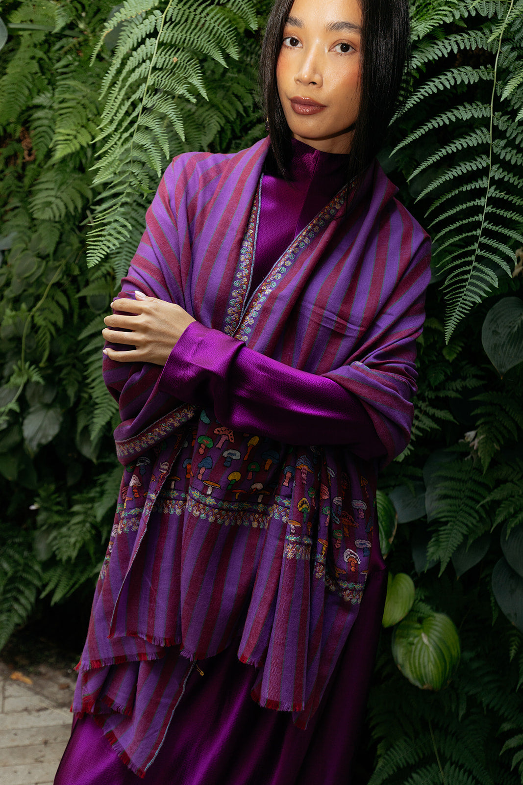 YASER | STRIPE MUSHROOM SHAWL | WOMEN'S LUXURY DESIGNER CLOTHING, SHOES, HANDBAGS & JEWELRY | CAPITOL CHARLOTTE, NC & BRENTWOOD, CA