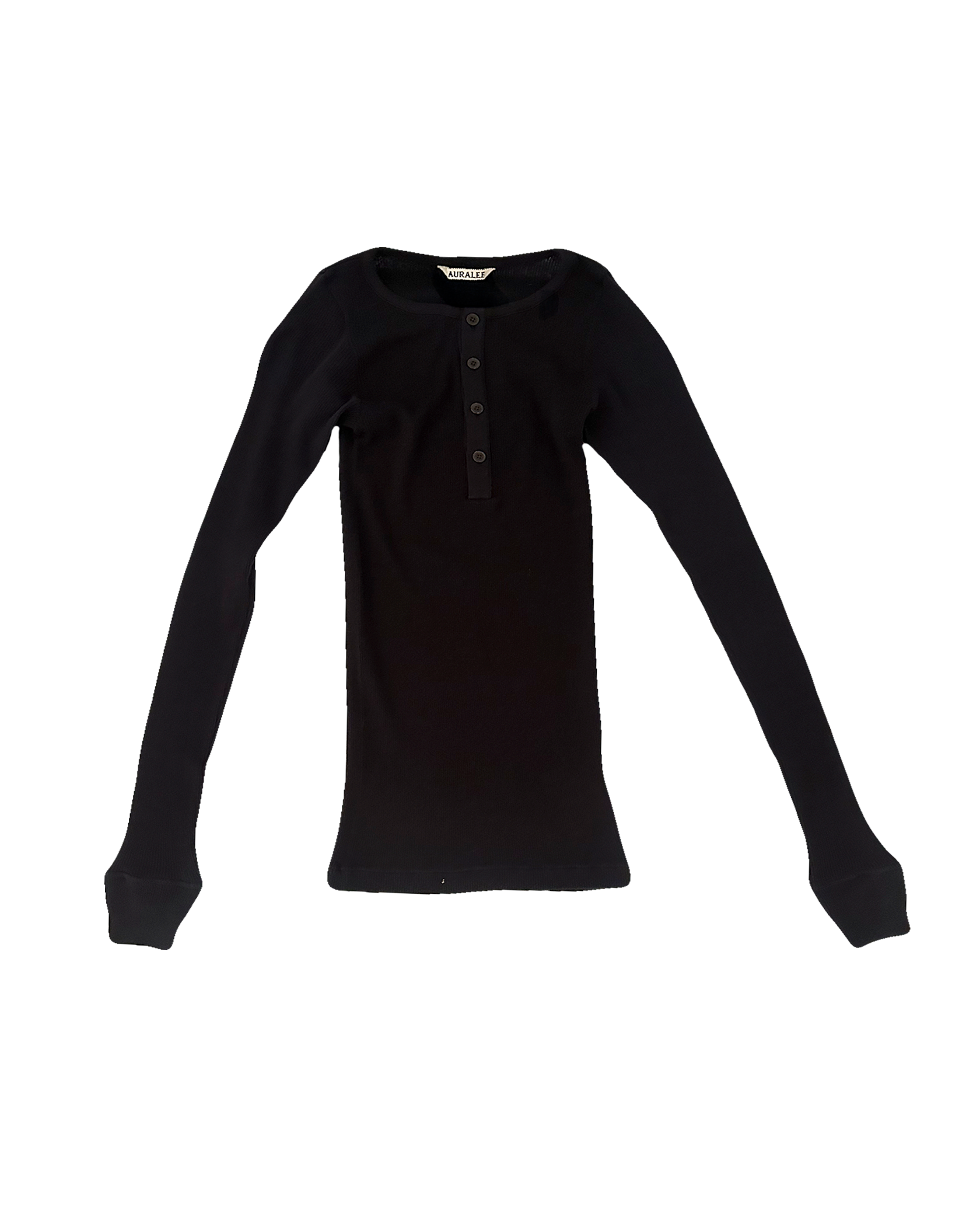 AURALEE | LONG SLEEVE ORGANIC SOFT RIB HENLEY
