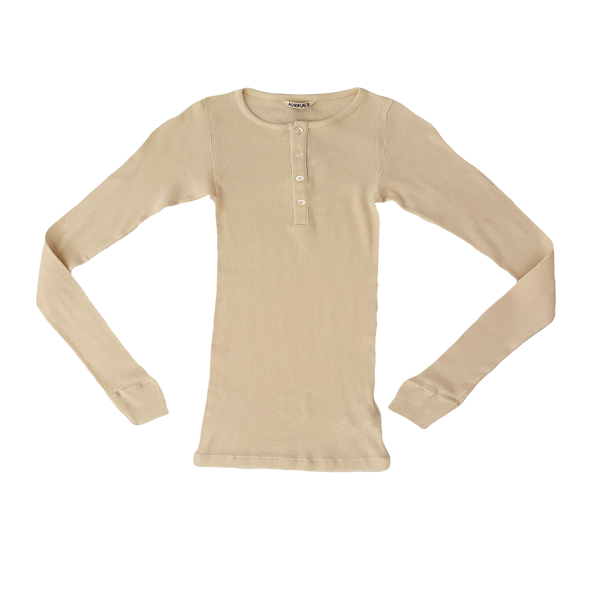 【AURALEE】ORGANIC SOFT RIB HENLY NECK P/O AURALEE - Women Organic Soft Rib Henley Neck P/O T-Shirt