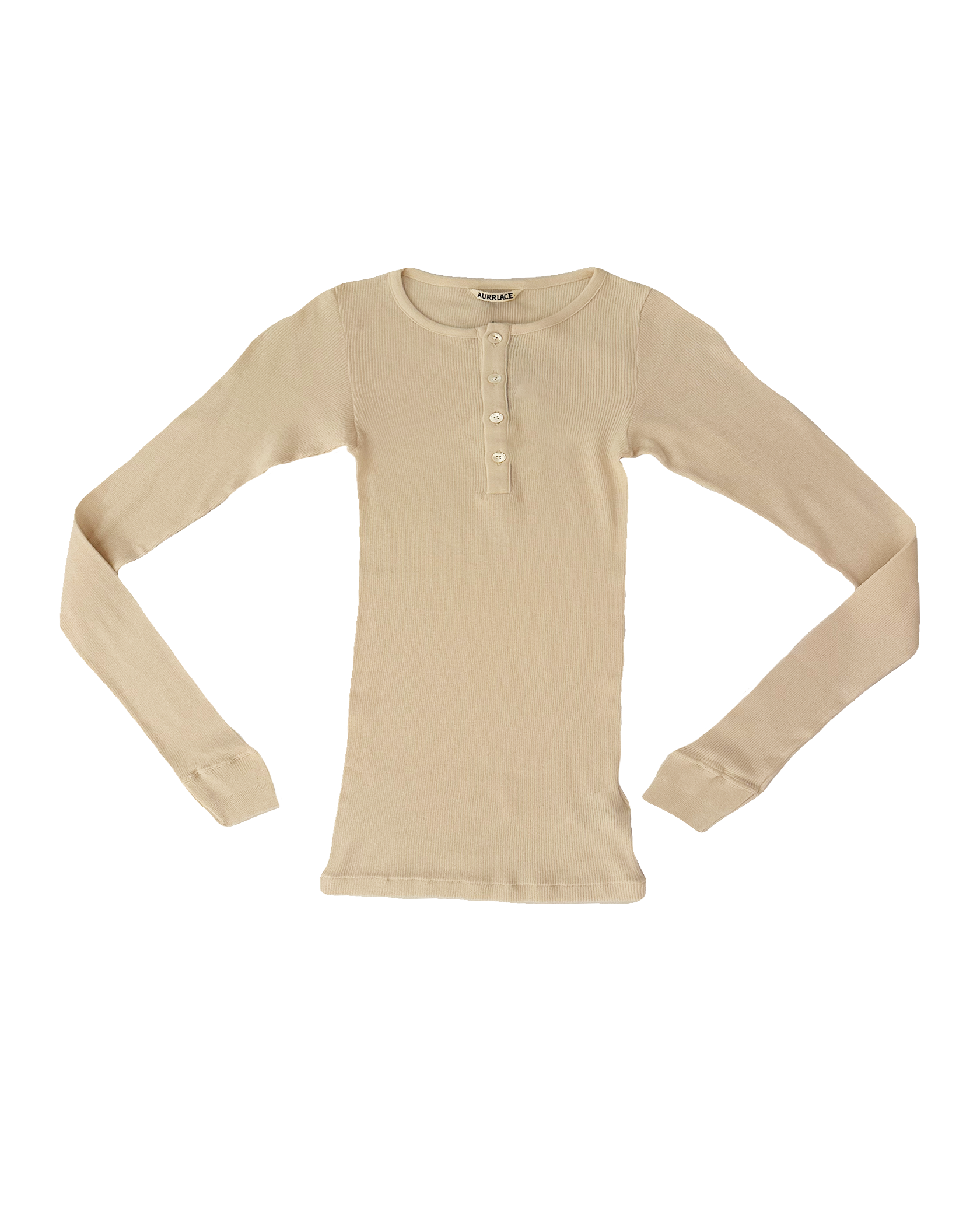 AURALEE | LONG SLEEVE ORGANIC SOFT RIB HENLEY