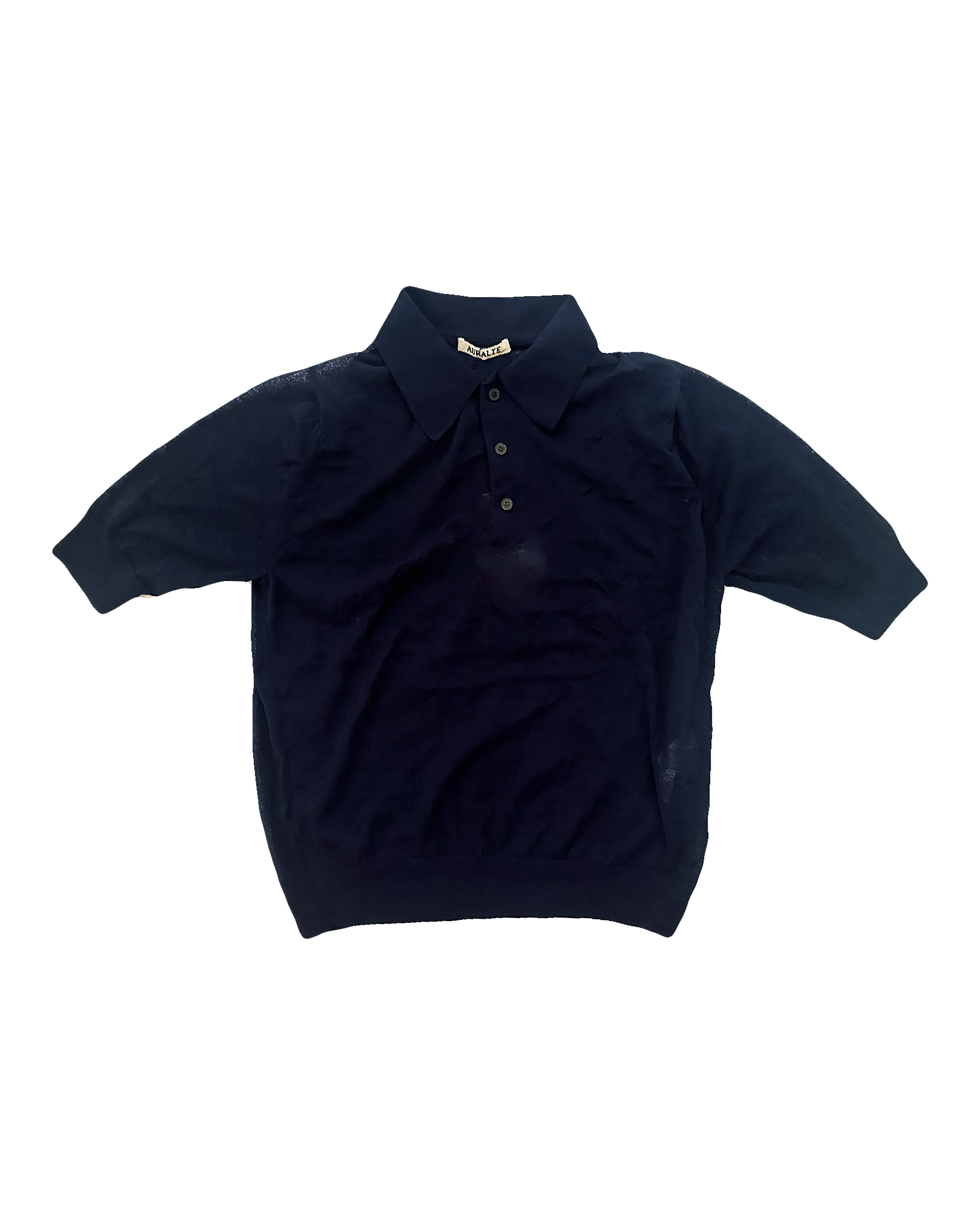 AURALEE | SHORT SLEEVE WRINKLED WOOL KNIT POLO
