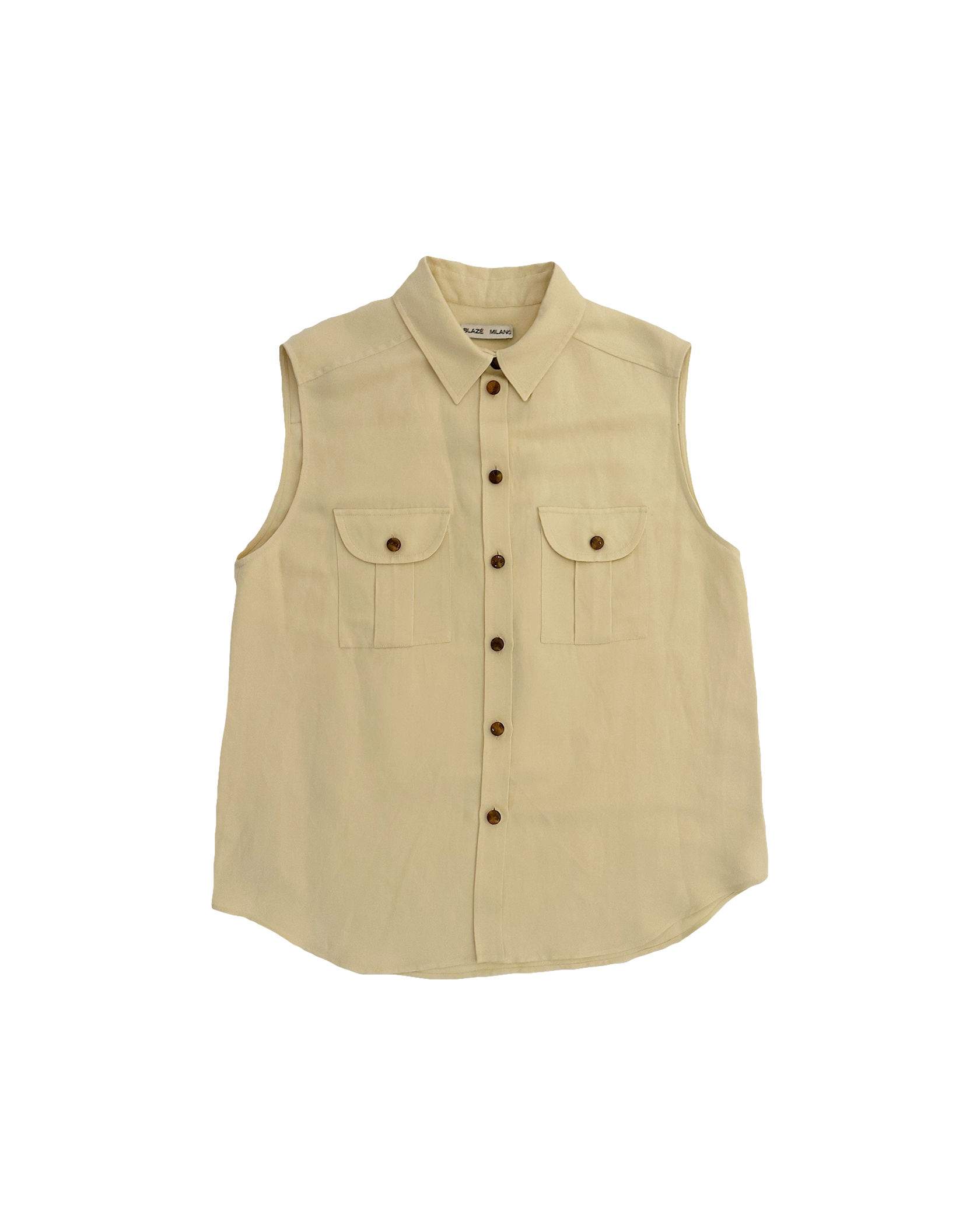 BLAZÉ MILANO | SLEEVELESS LINEN BLEND BUTTON DOWN SHIRT