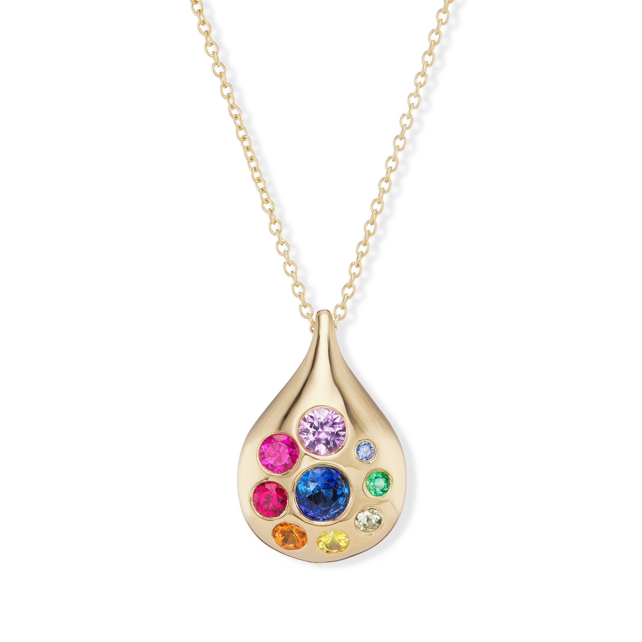 MULTI STONE LARGE PETAL NECKLACE