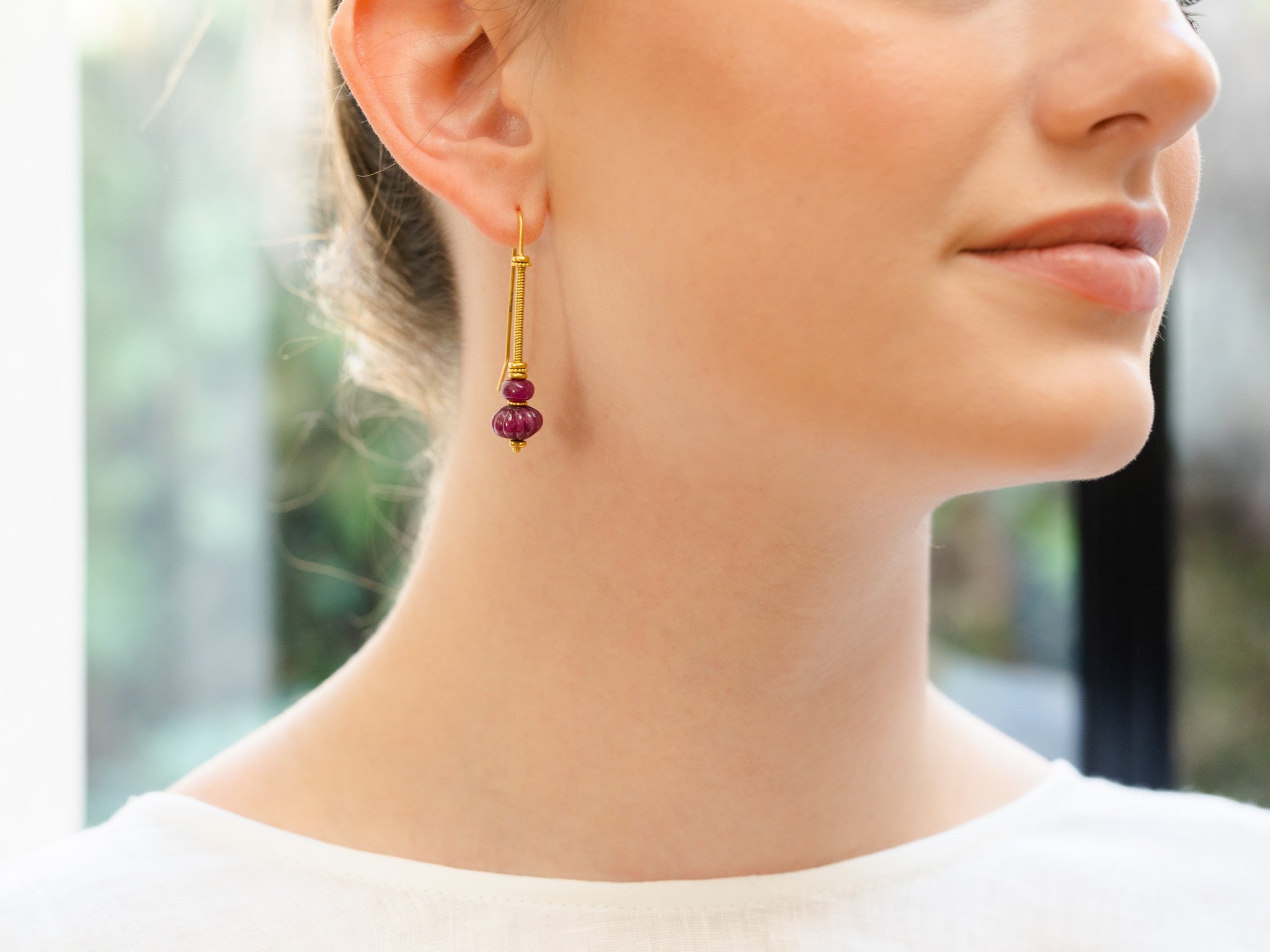 DUO RUBY LINEA EARRINGS