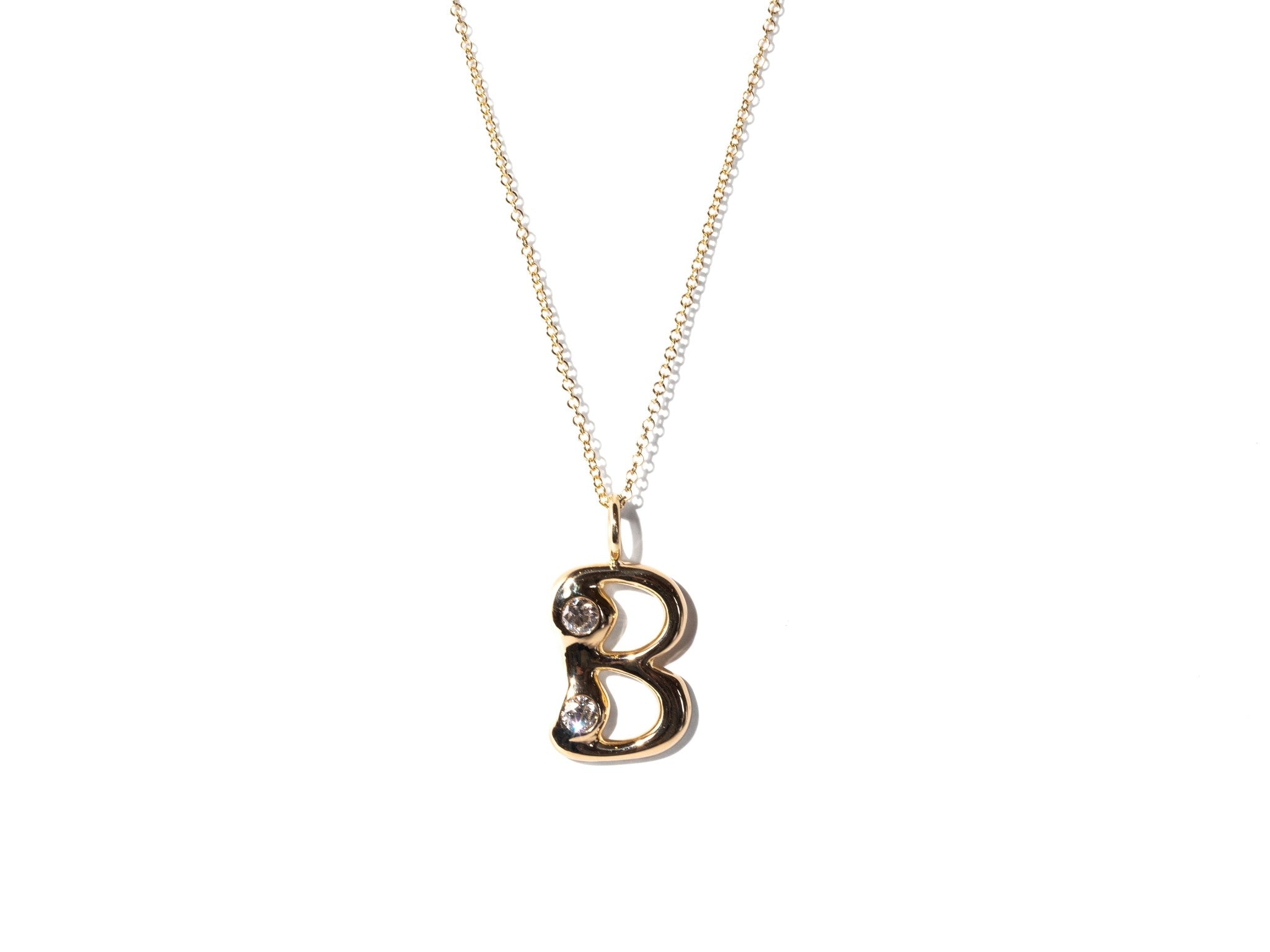 BUBBLE LETTER DIAMOND NECKLACE  B