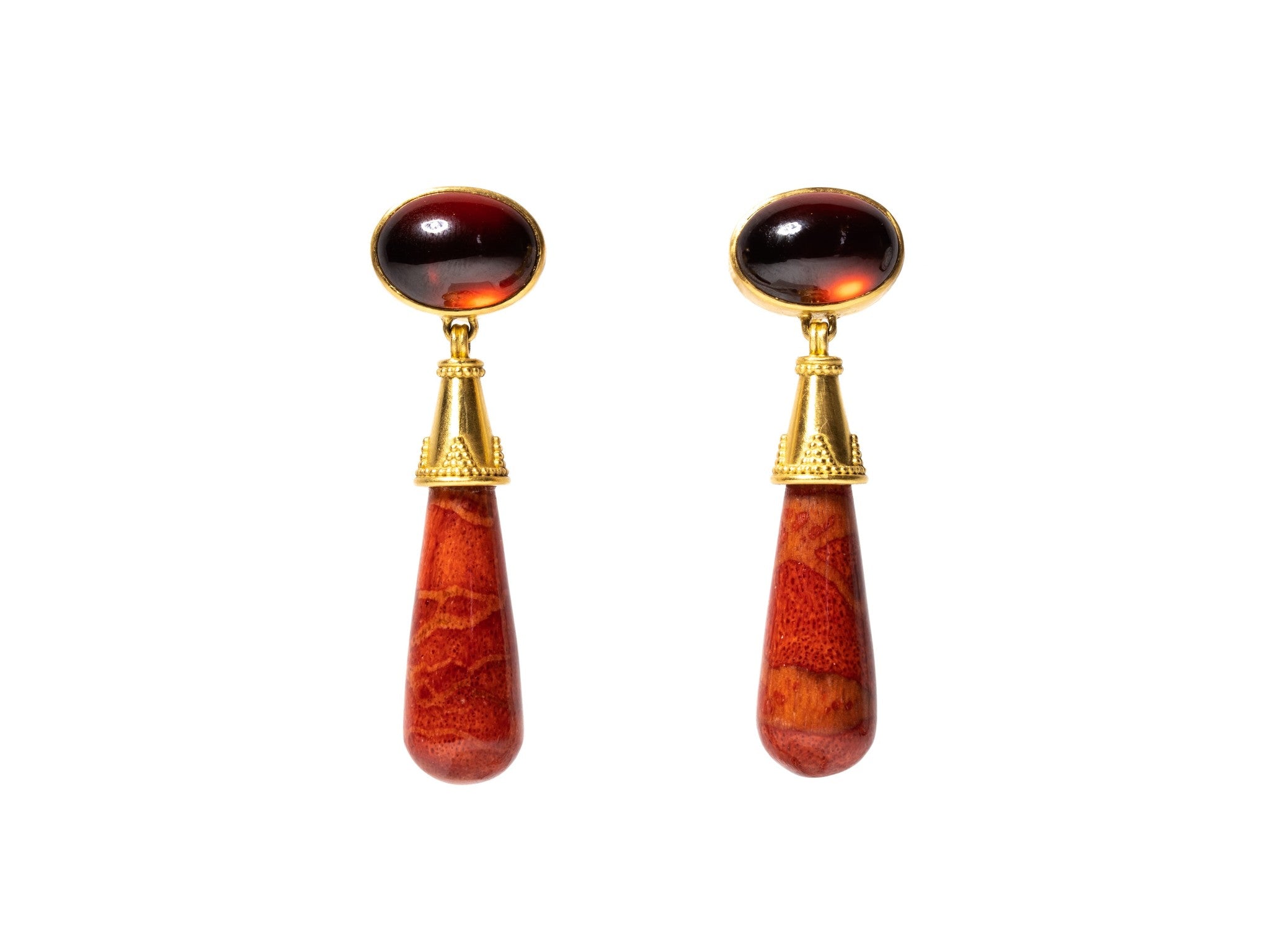 GARNET GRANULATED AMPHORA EARRINGS