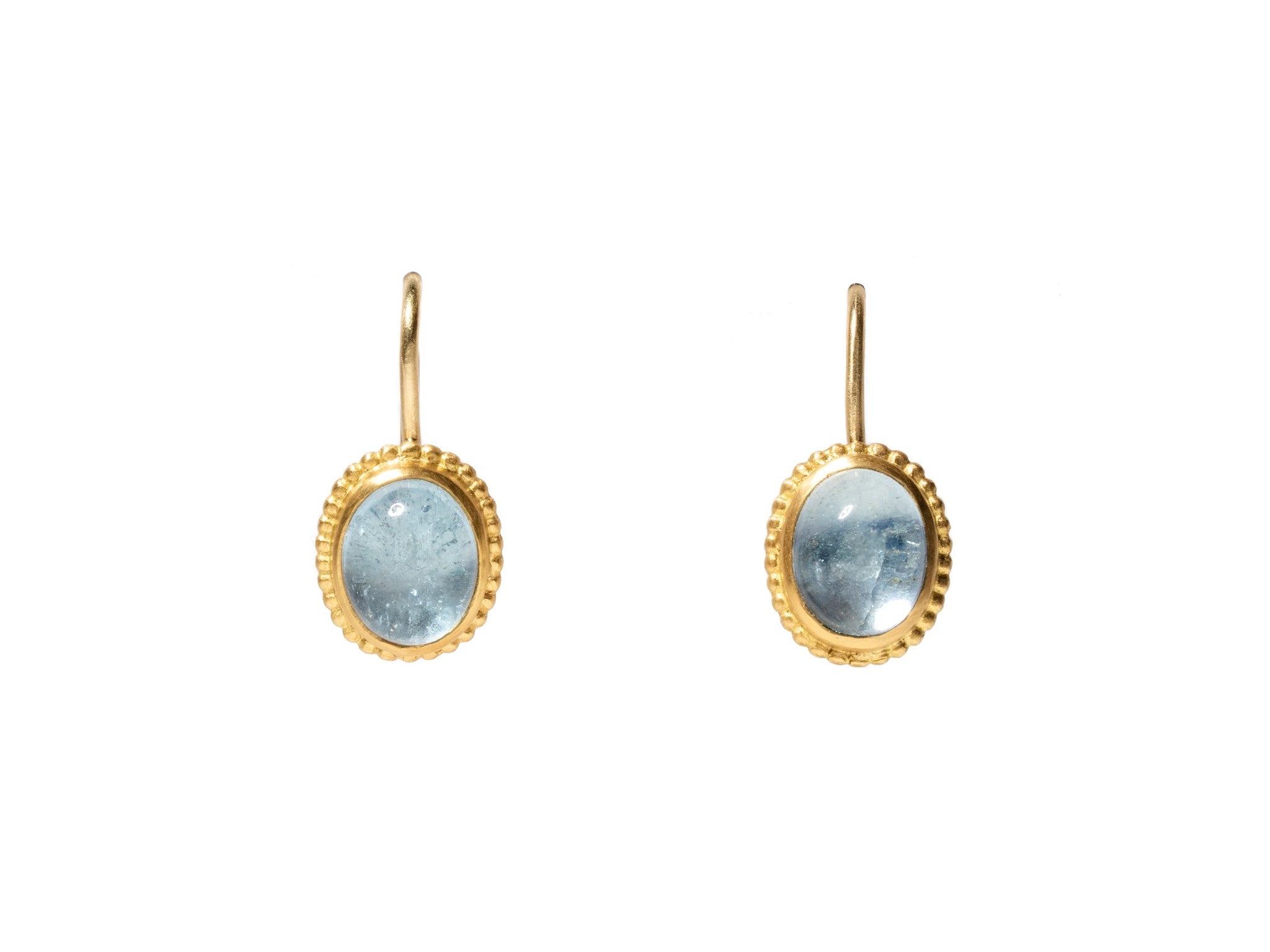 AQUAMARINE GRANULATED HOOK EARRINGS