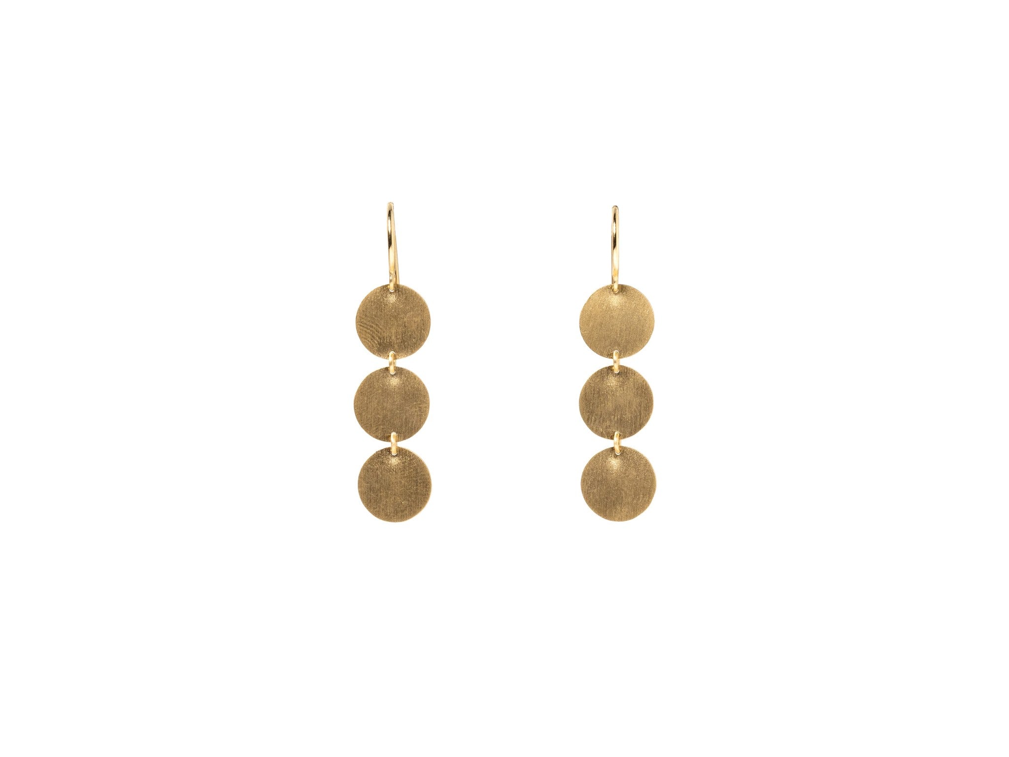 3 CIRCLE FLATGOLD DROP EARRING YELLOW GOLD