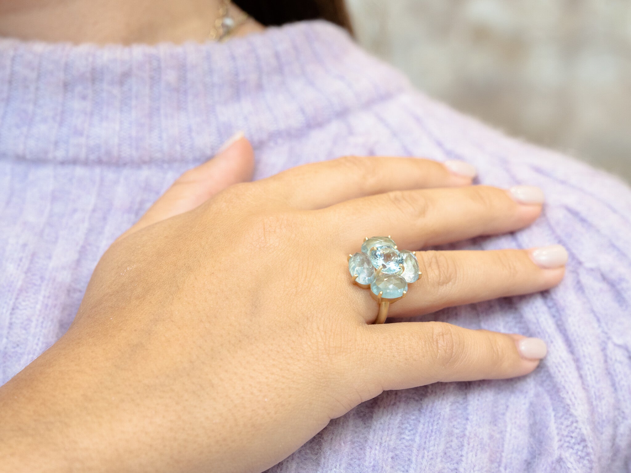 AQUAMARINE POSY RING