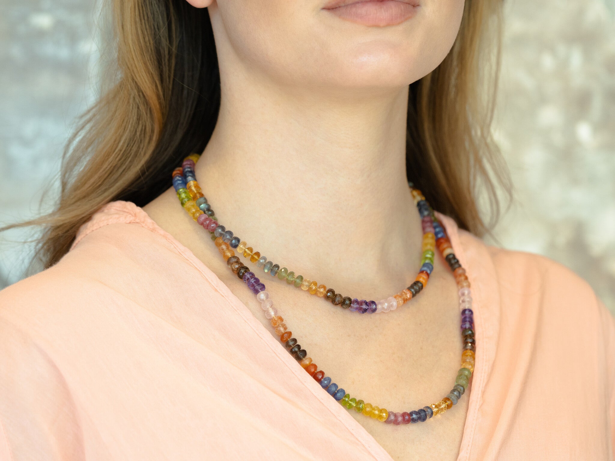 GEMMY GEM CANDY BEADED MULTI STONE NECKLACE