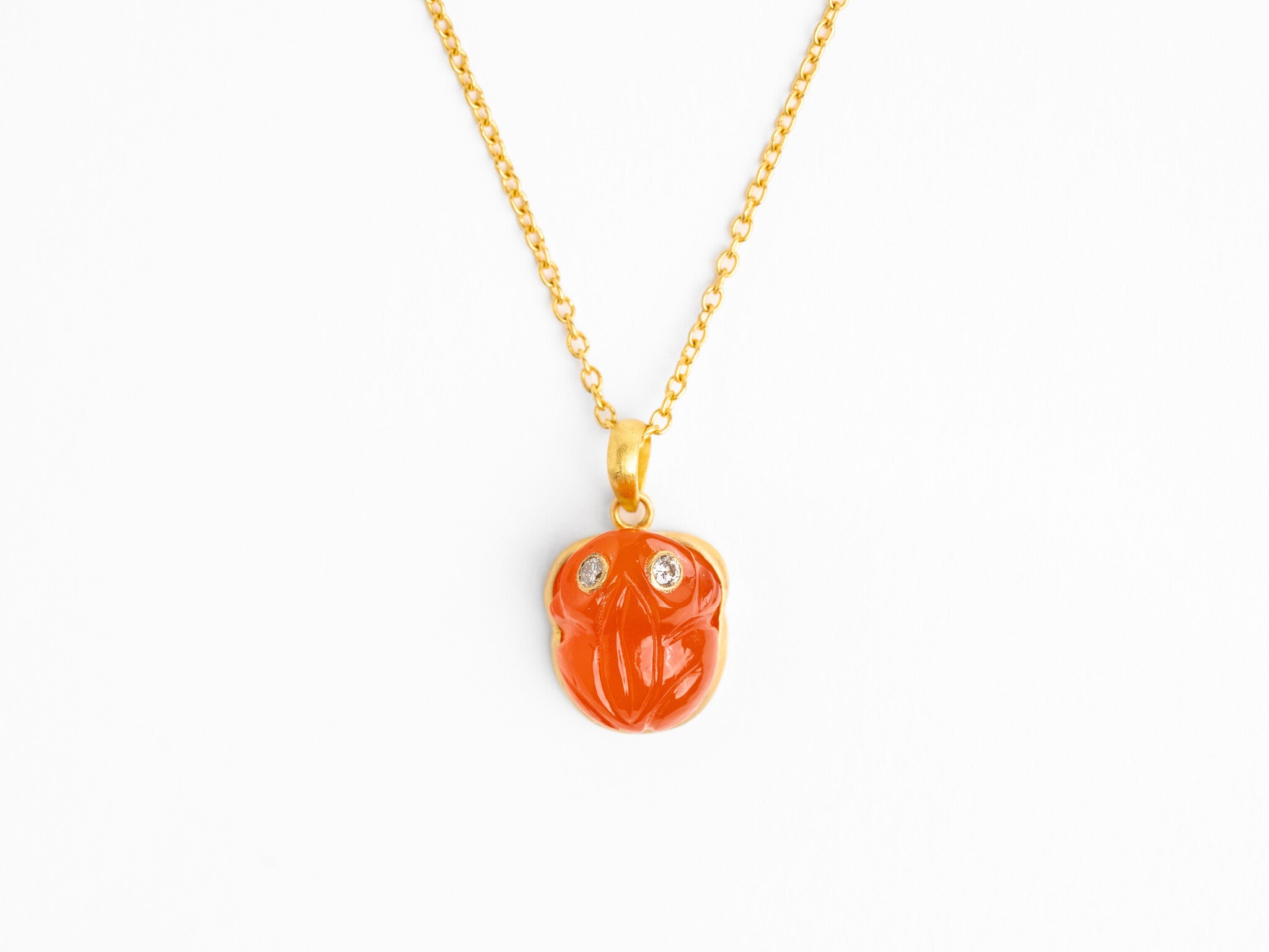 FIRE OPAL FROG PENDANT NECKLACE