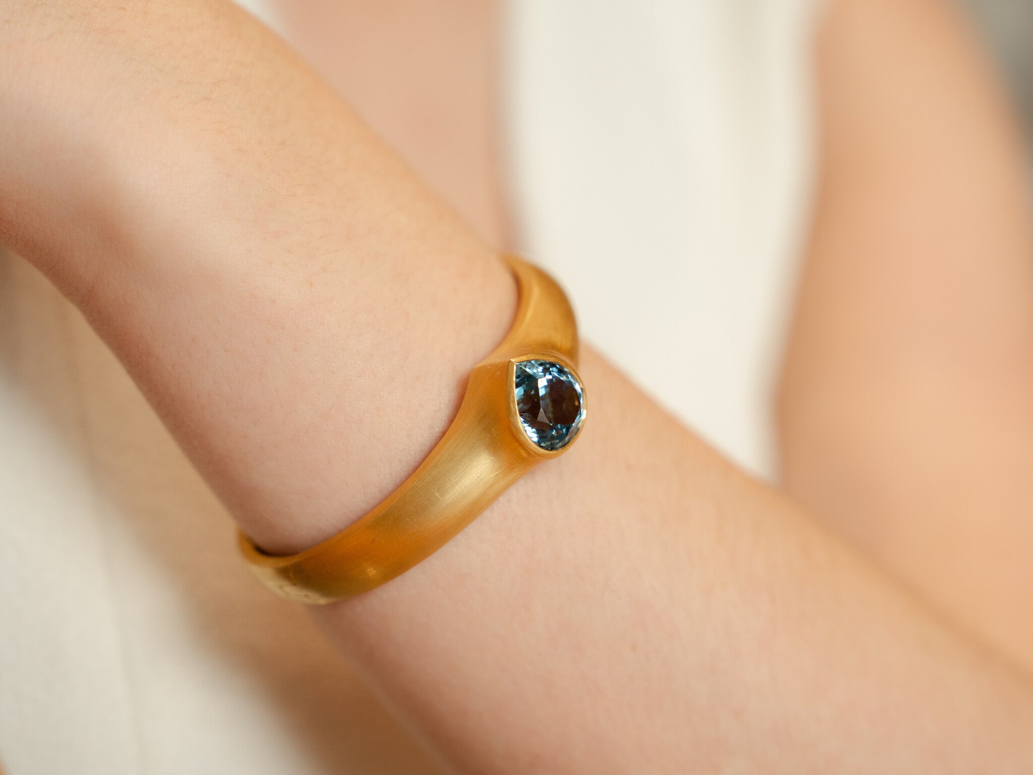 AQUAMARINE TEARDROP CUFF BRACELET