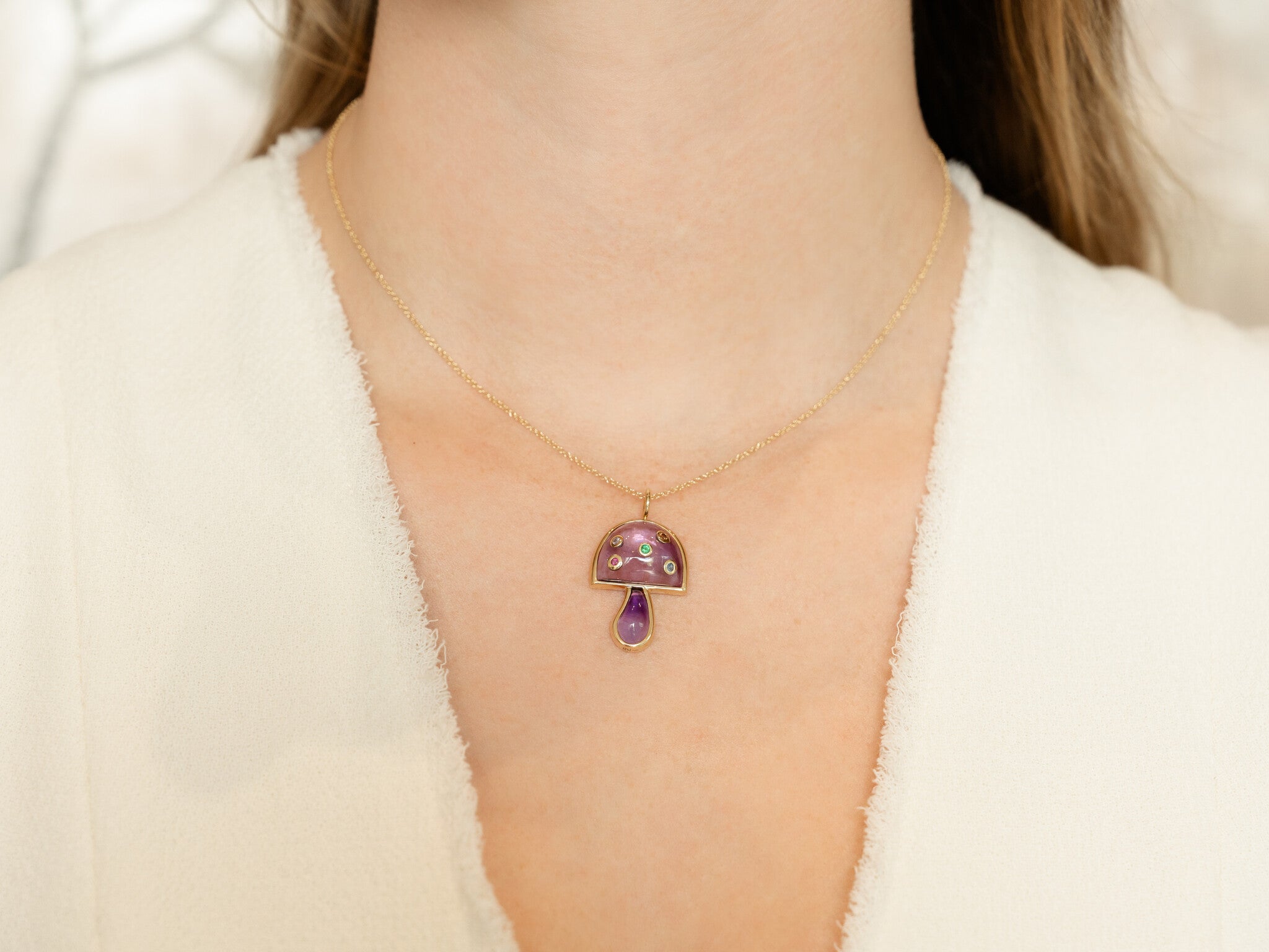 BRENT NEALE | AMETHYST SMALL MAGIC MUSHROOM NECKLACE