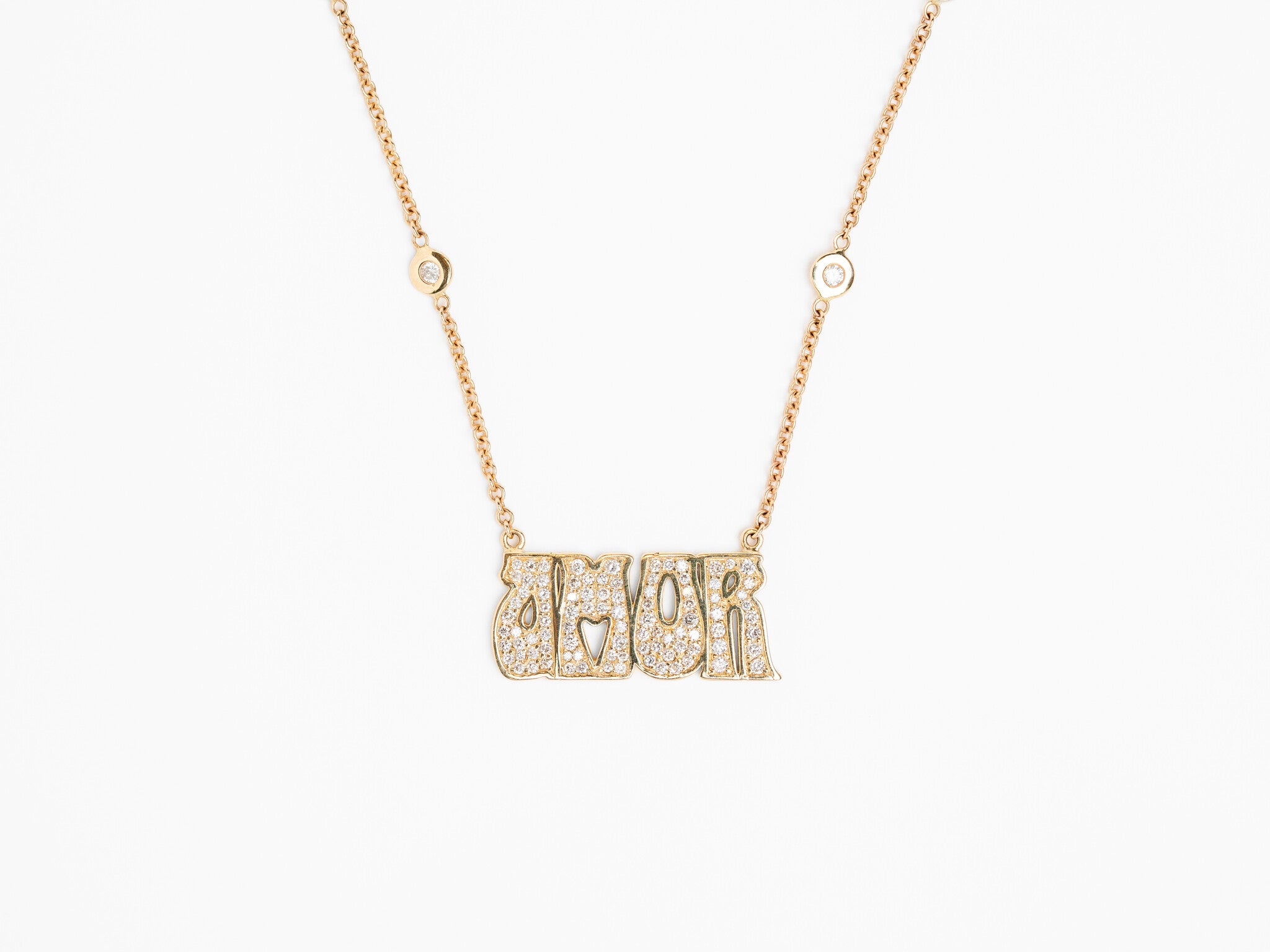 SMALL PAVE AMOR NECKLACE