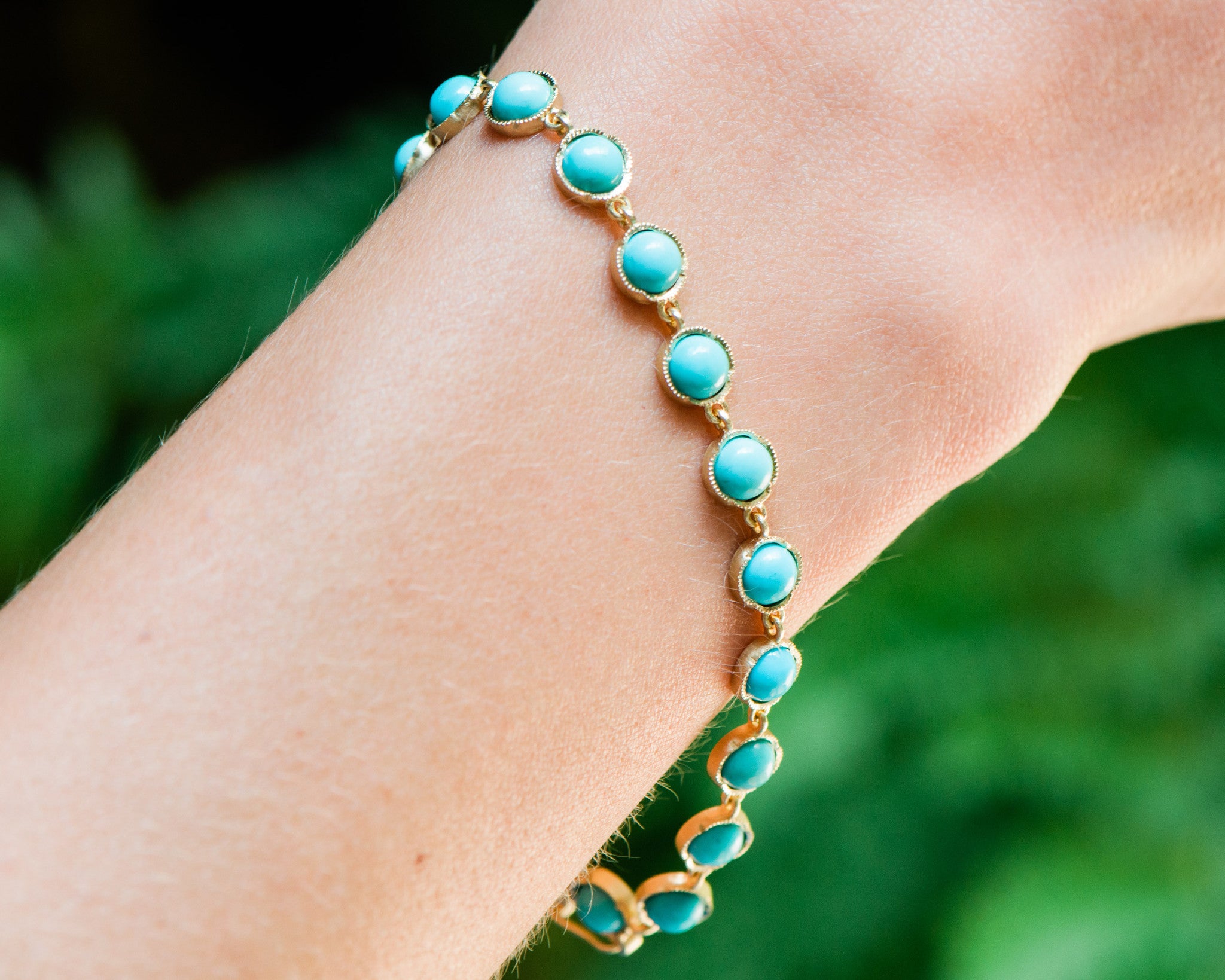 PETITE LINK TURQUOISE TENNIS BRACELET